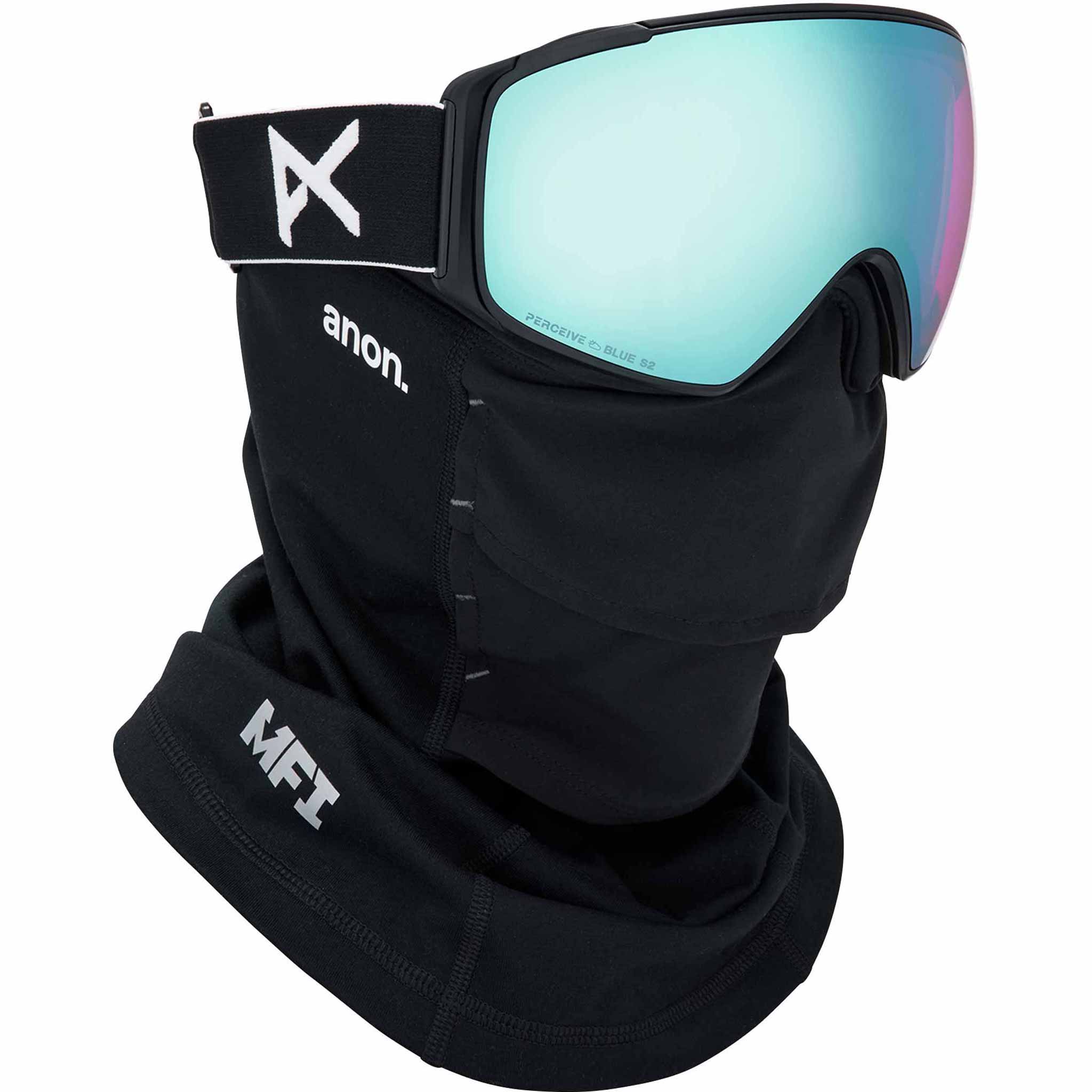 Anon M4S Toric Low Bridge Goggle + Bonus Lens + MFI Face Mask Black Perceive Variable Blue 2026 Goggles
