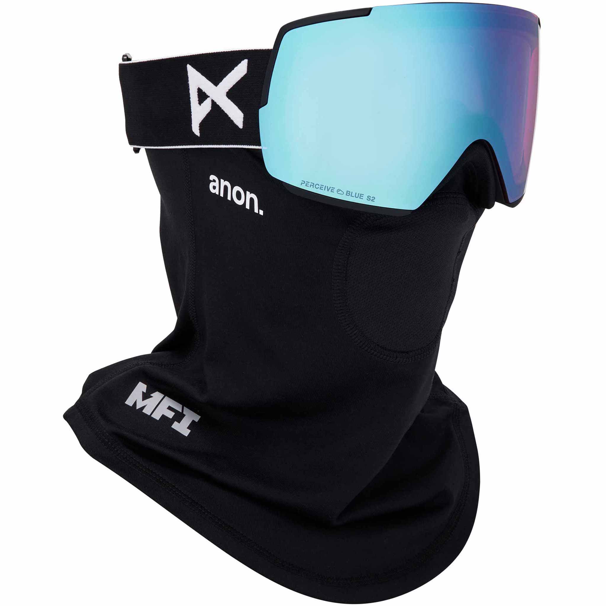 Anon M5 Low Bridge Goggle + Bonus Lens + MFI Face Mask Black Perceive Variable Blue 2026 Goggles