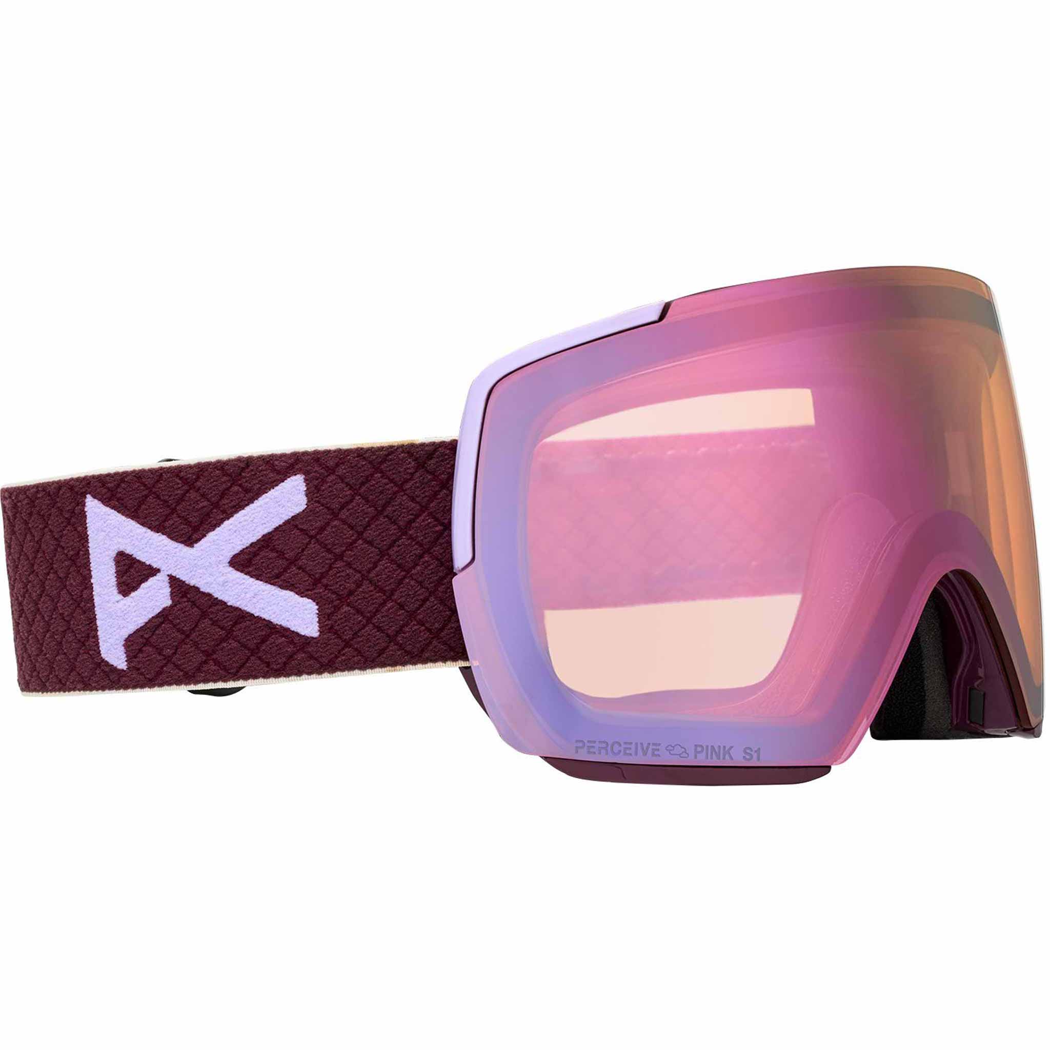 Anon M5S Low Bridge Goggle + Bonus Lens + MFI Face Mask Deep Cherry Perceive Cloudy Pink 2026 Goggles