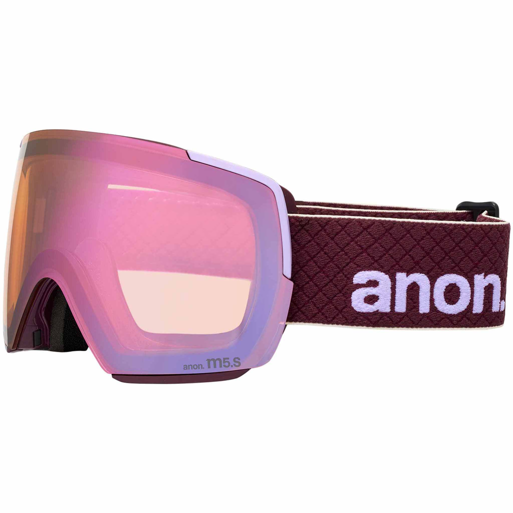 Anon M5S Low Bridge Goggle + Bonus Lens + MFI Face Mask Deep Cherry Perceive Cloudy Pink 2026 Goggles