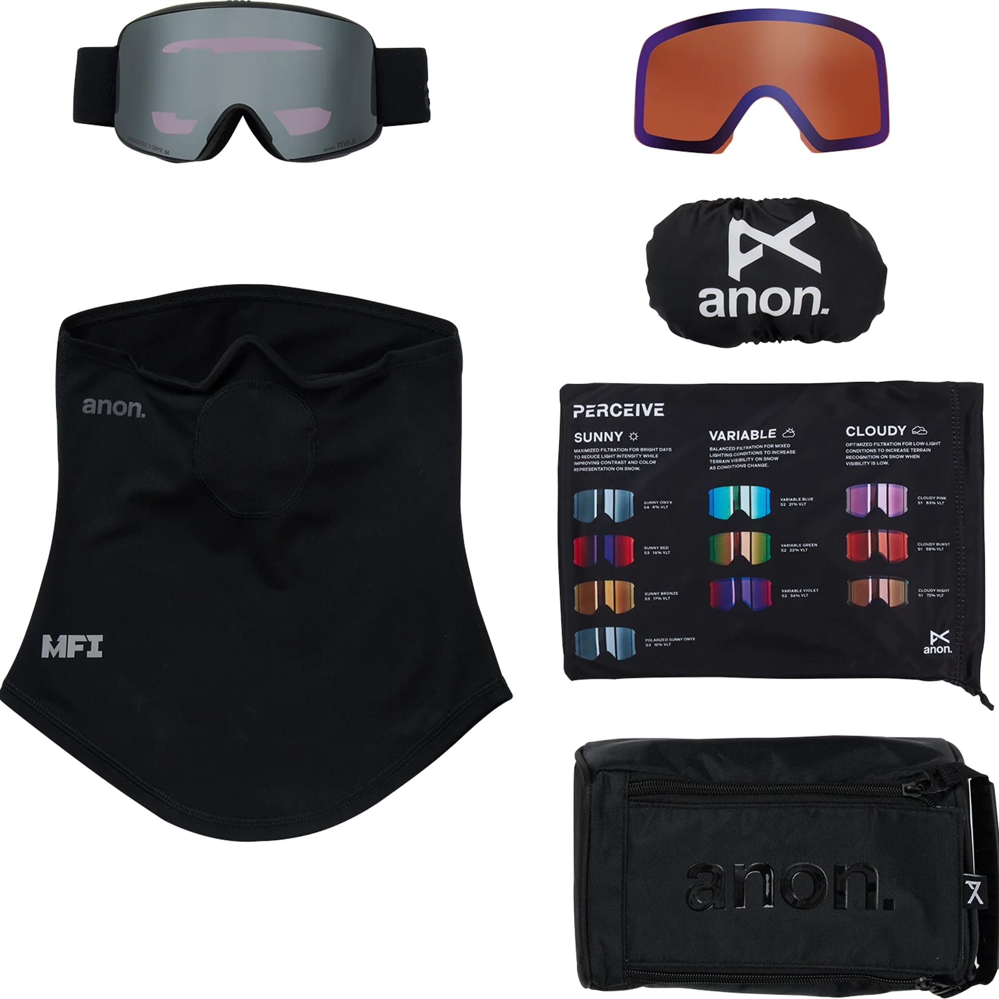 Anon M6 Goggle Smoke Perceive Sunny Onyx + Bonus Lens + MFI Face Mask 2027 Goggles