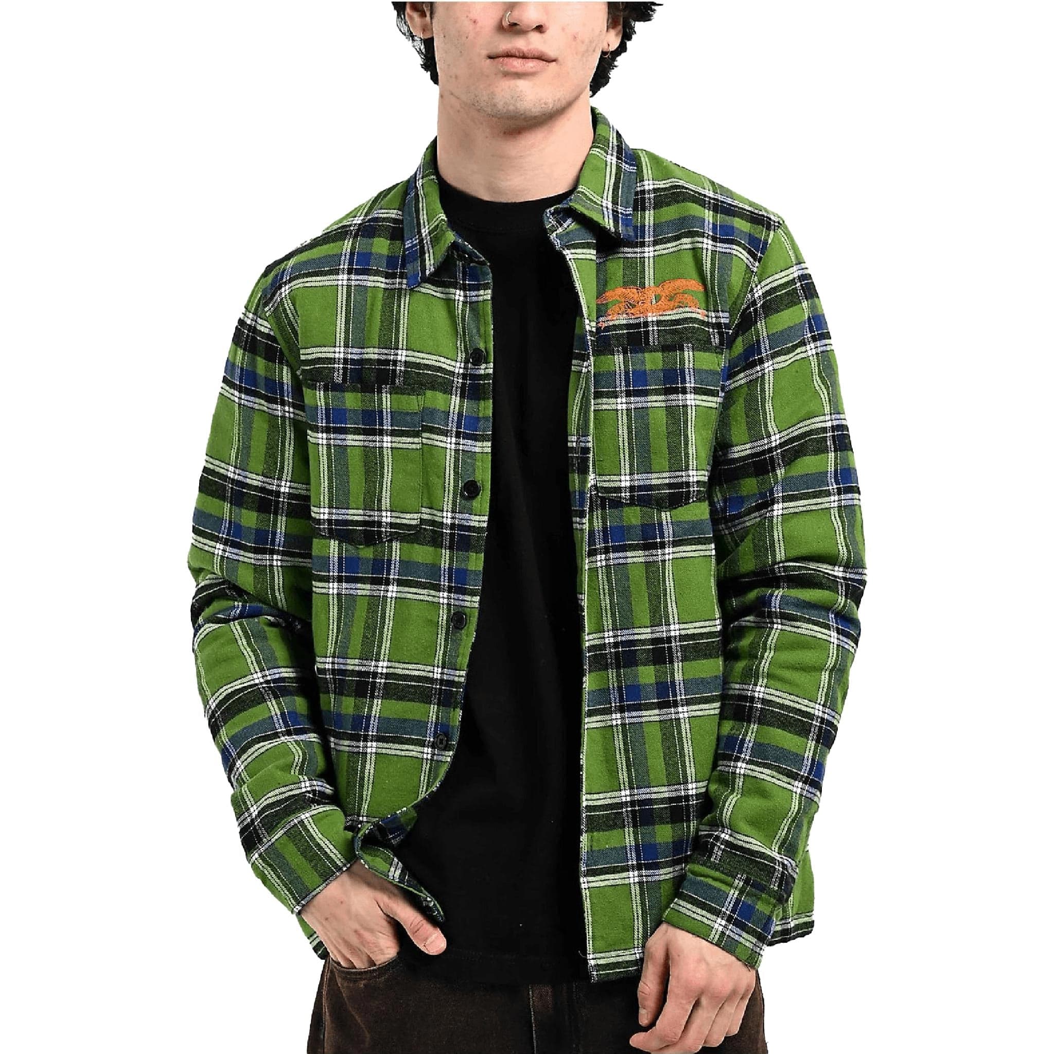 Anti Hero Basic Eagle Flannel Custom Jacket Green Blue Orange Casual Jackets