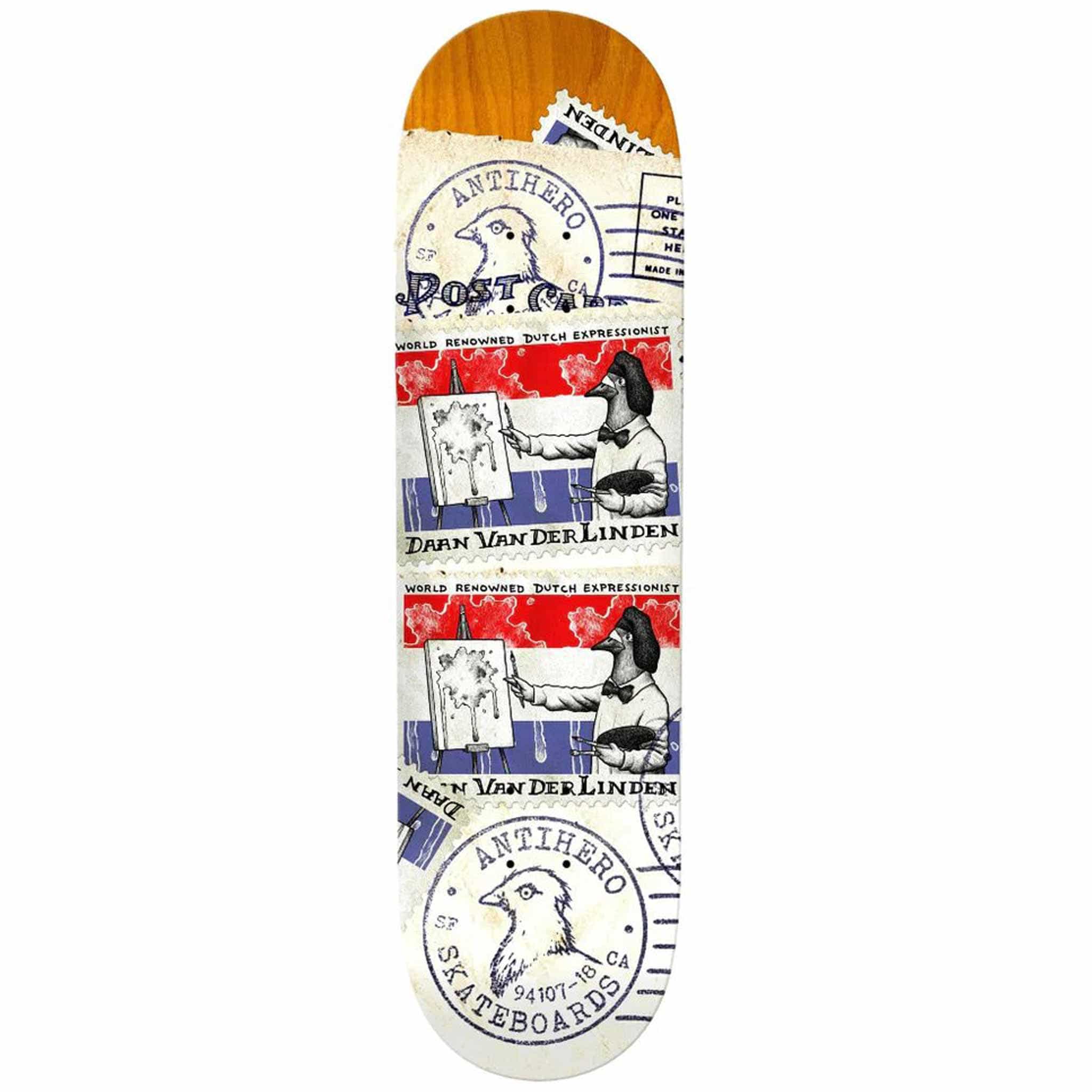 Anti Hero Daan Postal 8.5" Skateboard Deck White Skateboard