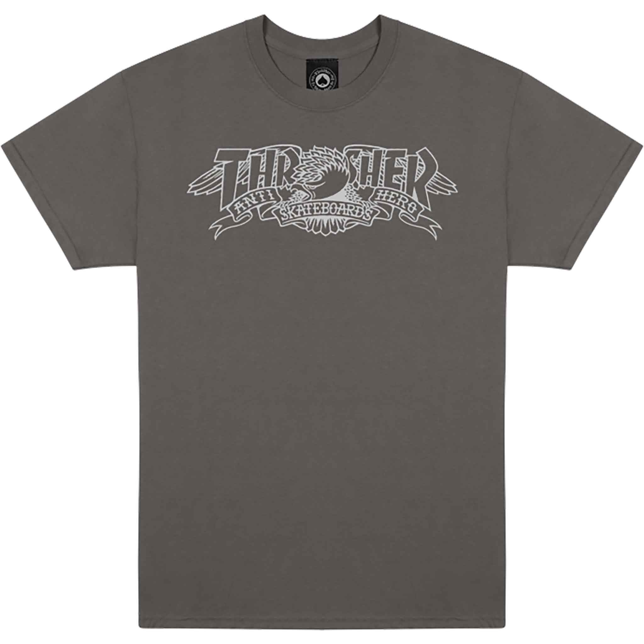 AntiHero Thrasher Collab Mag Banner T-Shirt Ash Grey - S