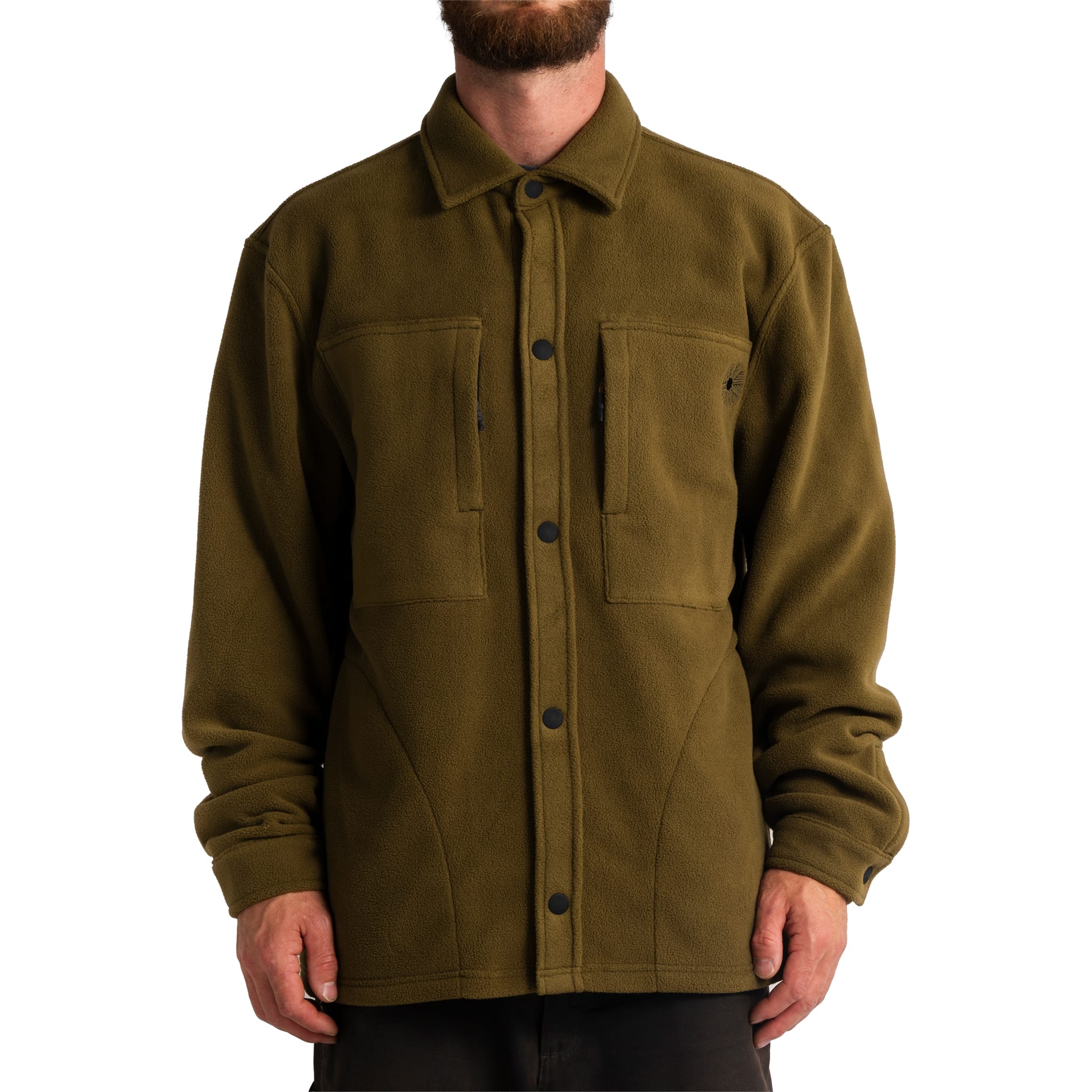 Autumn Fleece Shirt Dark Olive Mens Thermal