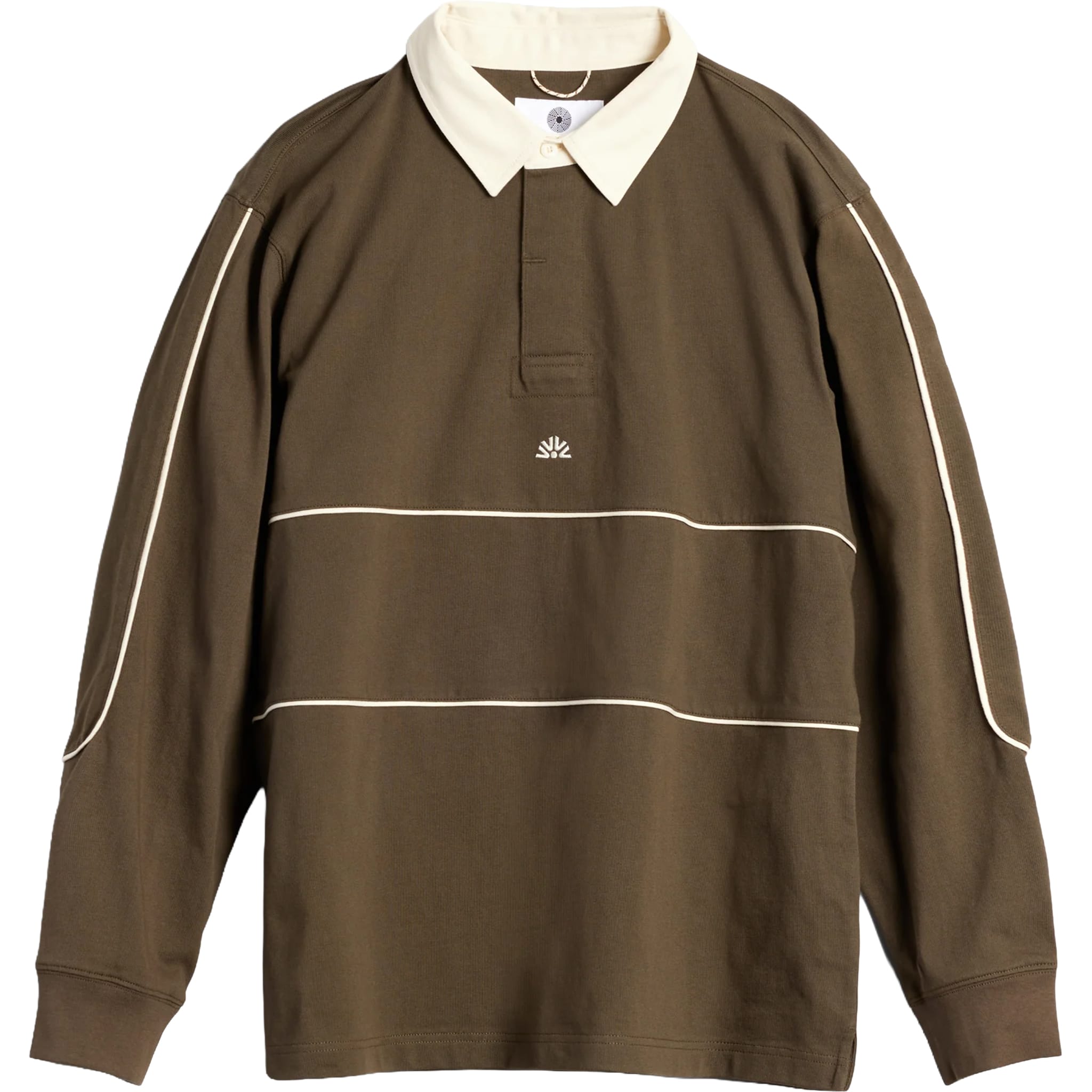 Autumn Piping Rugby Shirt Army Button Up