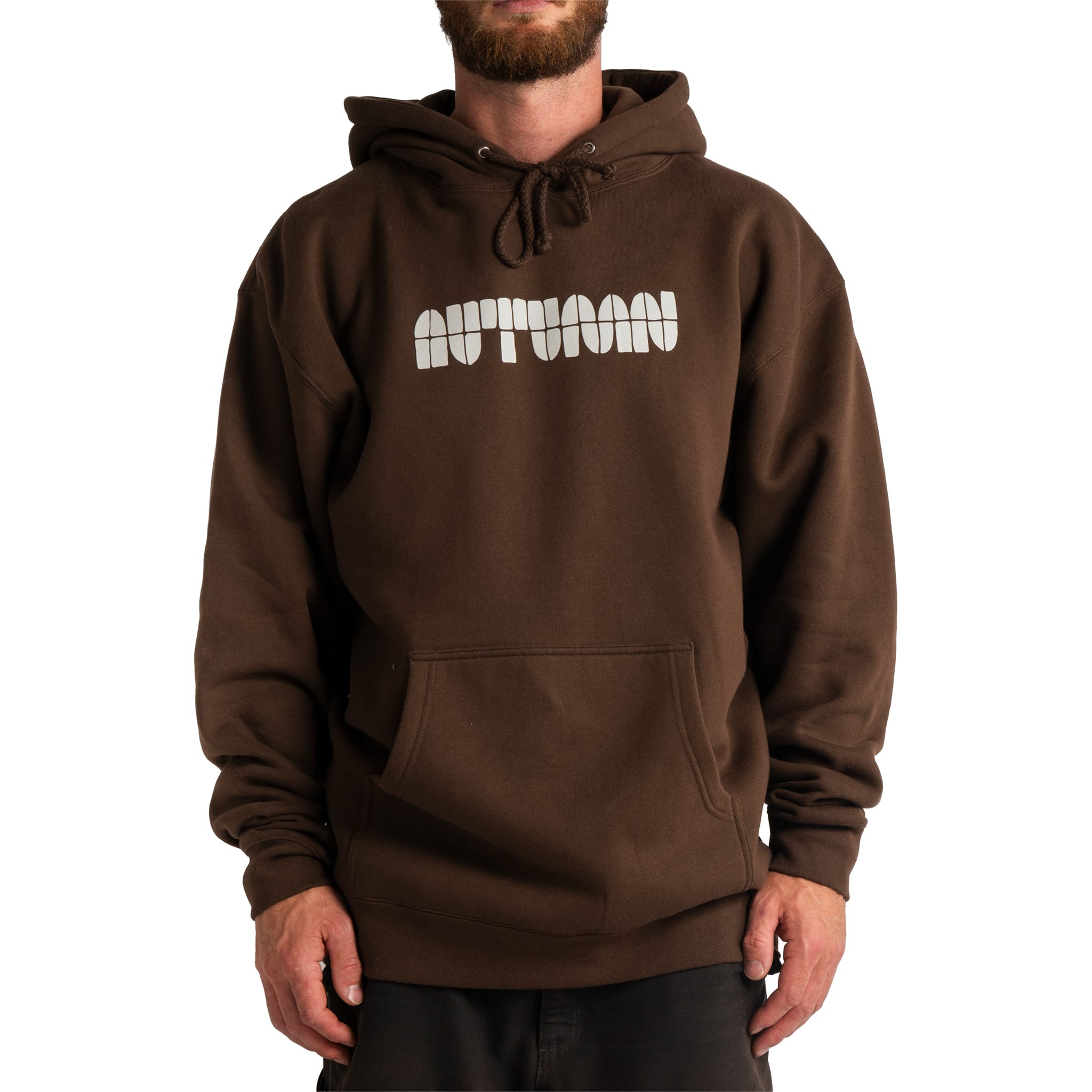 Autumn Soy Font Fleece Hoodie Brown Sweatshirts