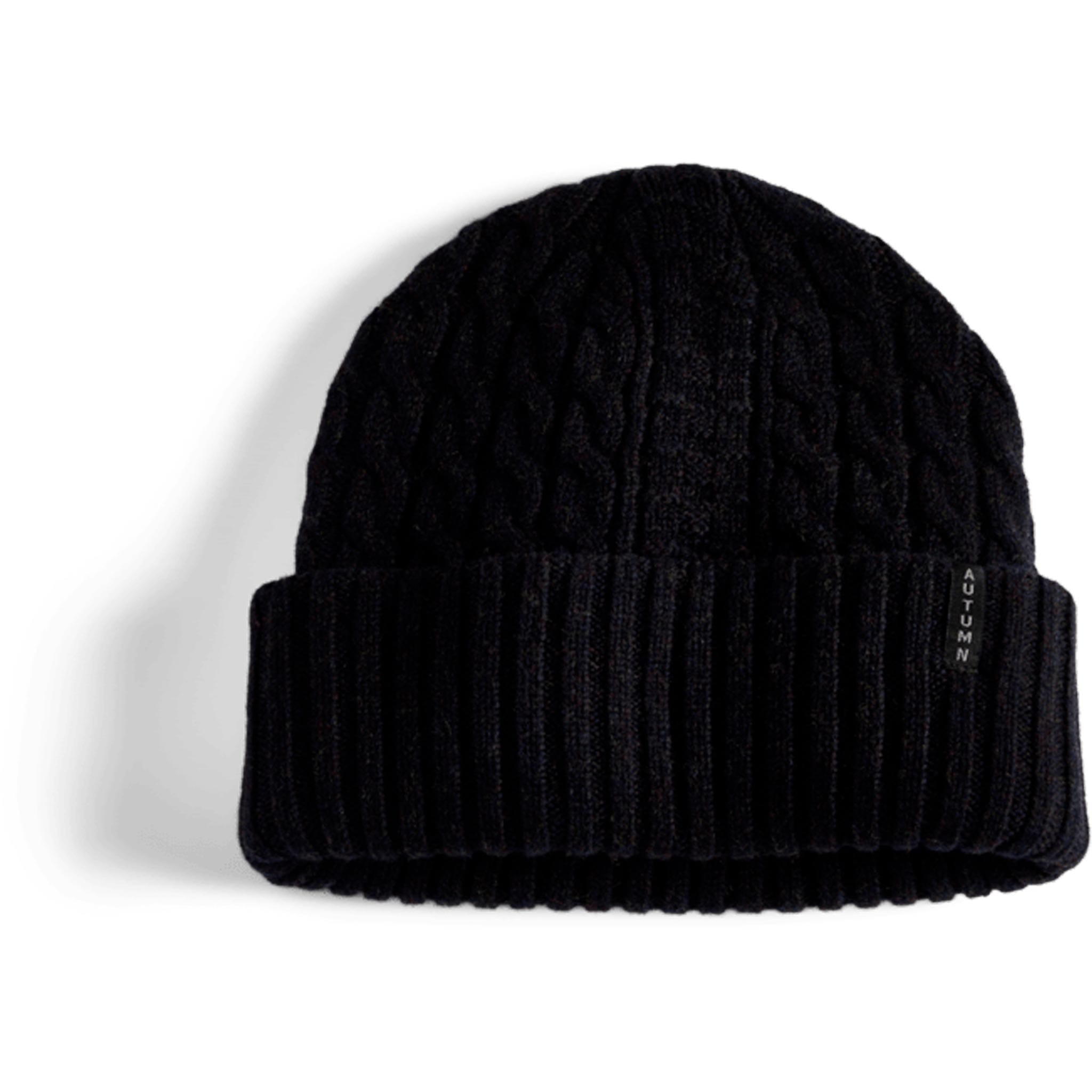 Autumn Wool Cable Knit Beanie Black Beanie