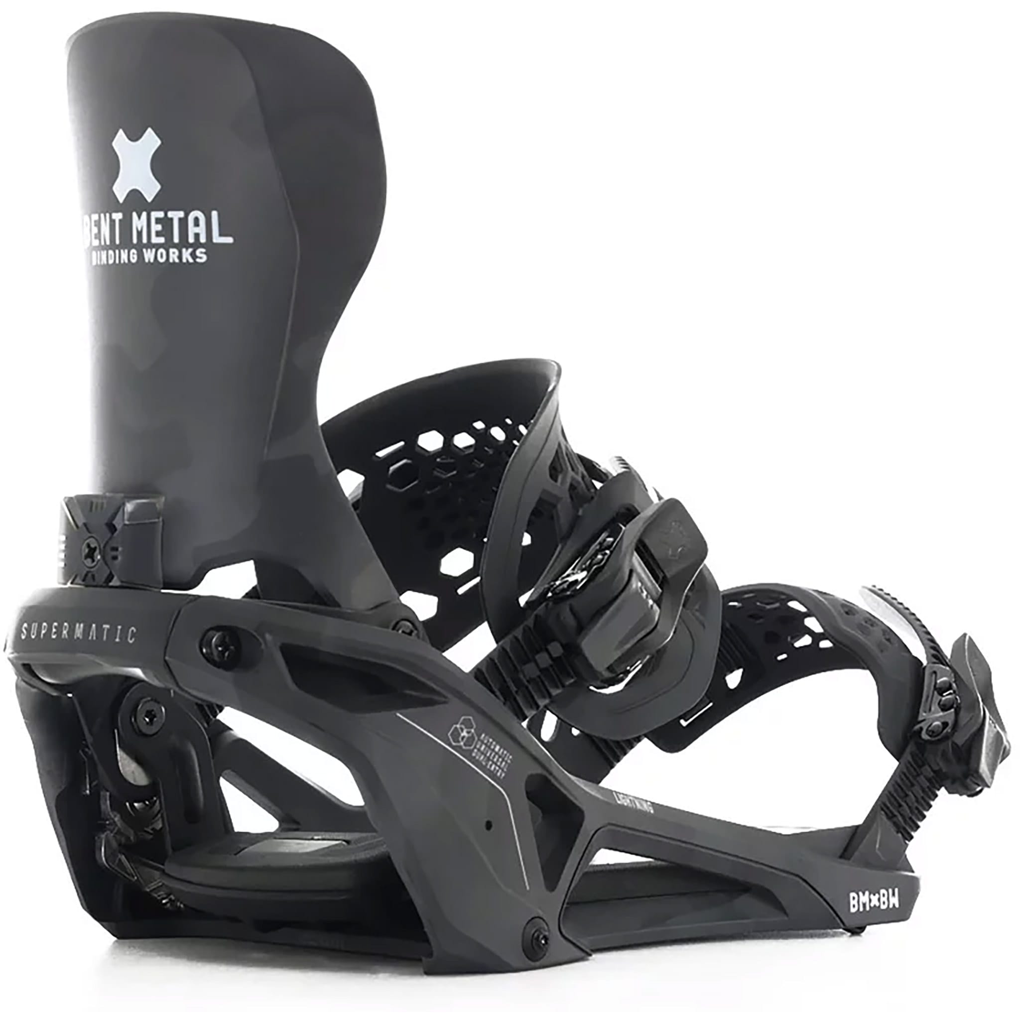 Bent Metal Lightning Supermatic Snowboard Binding Black 2026 Mens Snowboard Bindings