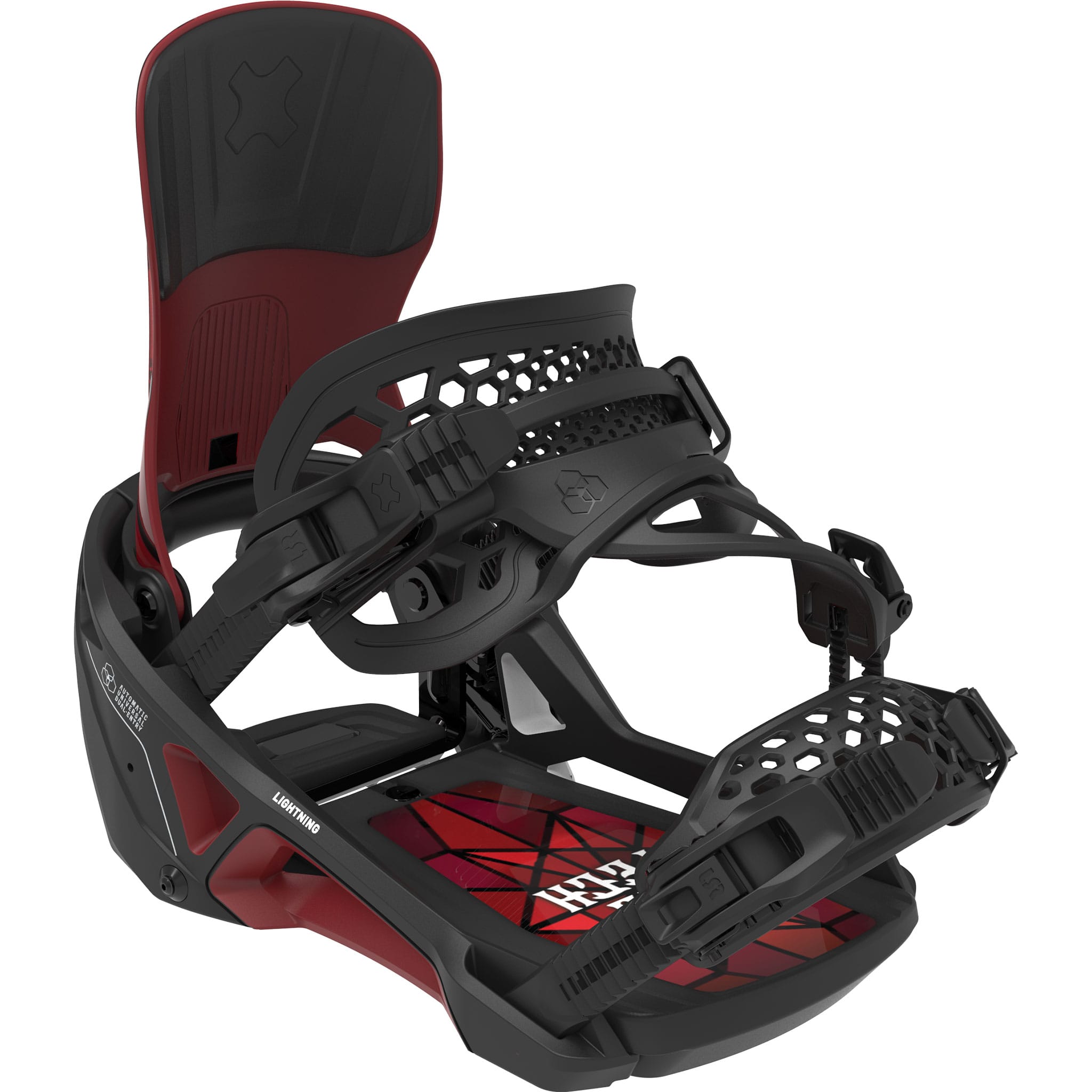 Bent Metal Lightning Supermatic Snowboard Binding Black Red 2027 Mens Snowboard Bindings
