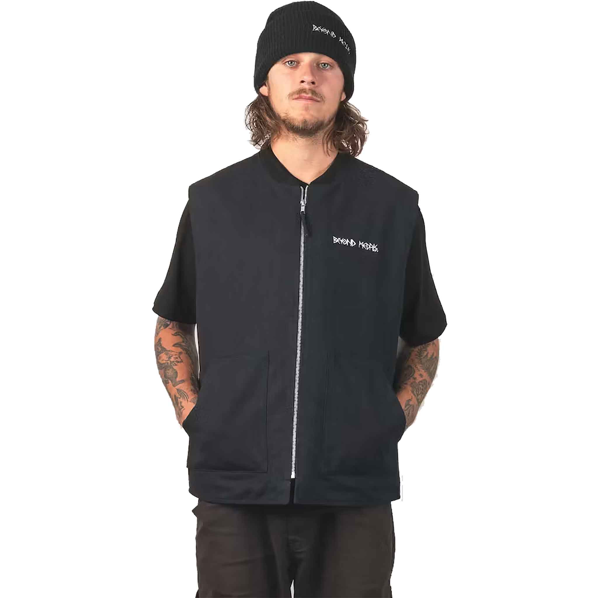 Beyond Medals Baekkel Canvas Vest Black Mens Thermal