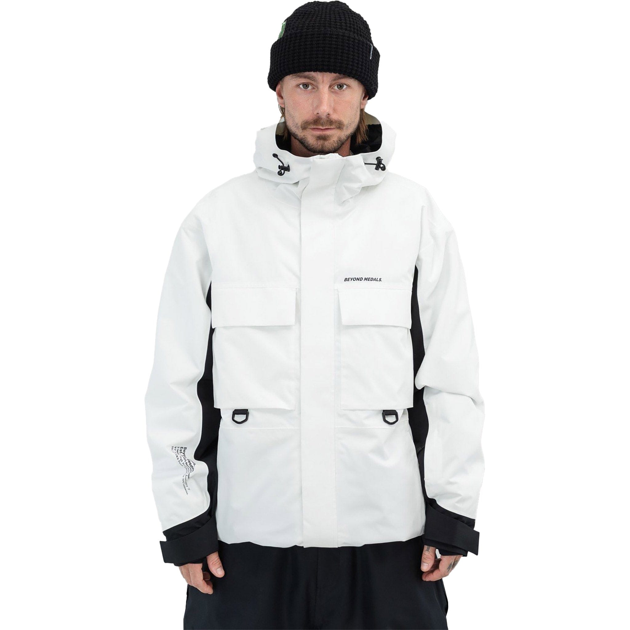 Beyond Medals Cargo Jacket 2L White Mens Snowboard Coat