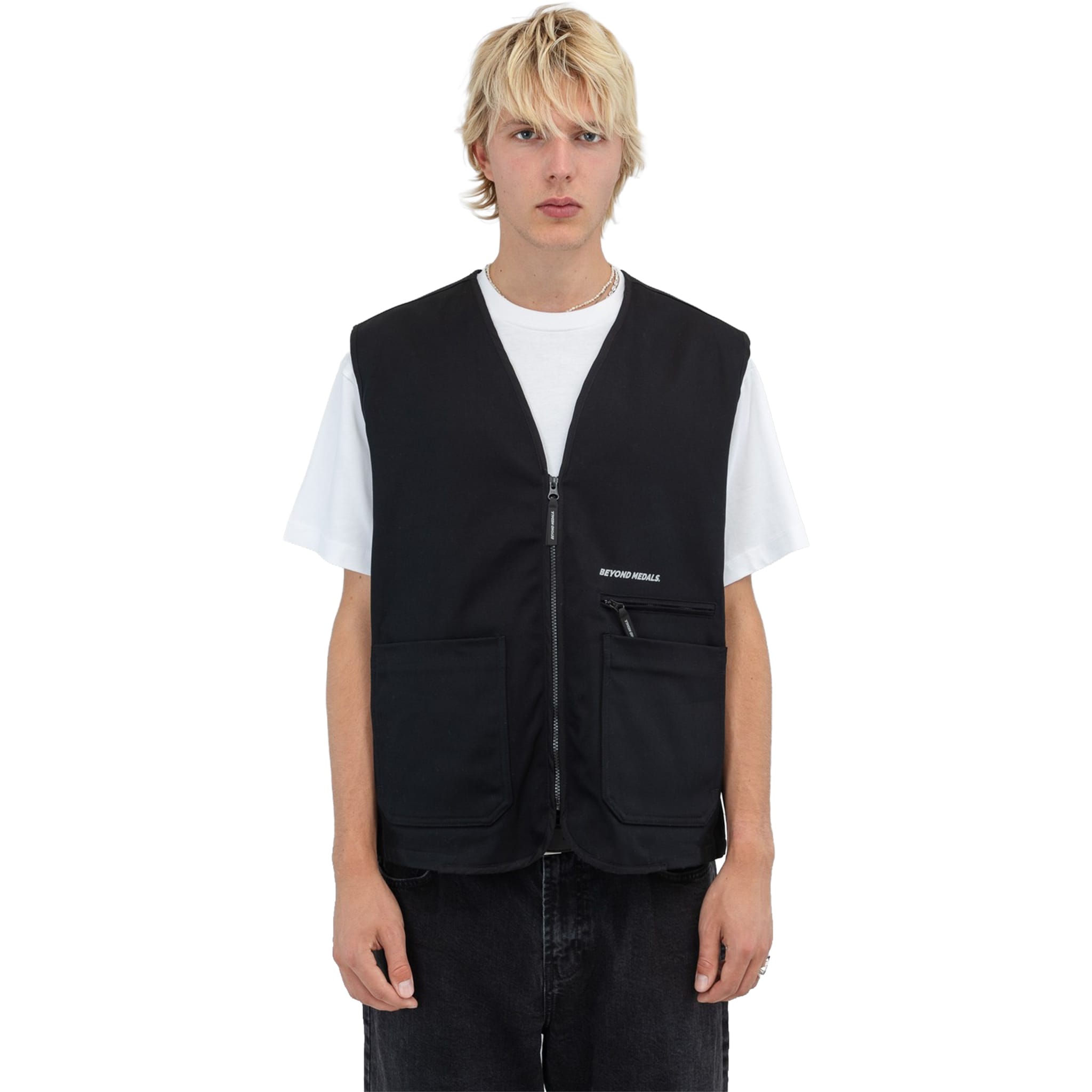 Beyond Medals Work Vest Black Casual Jackets