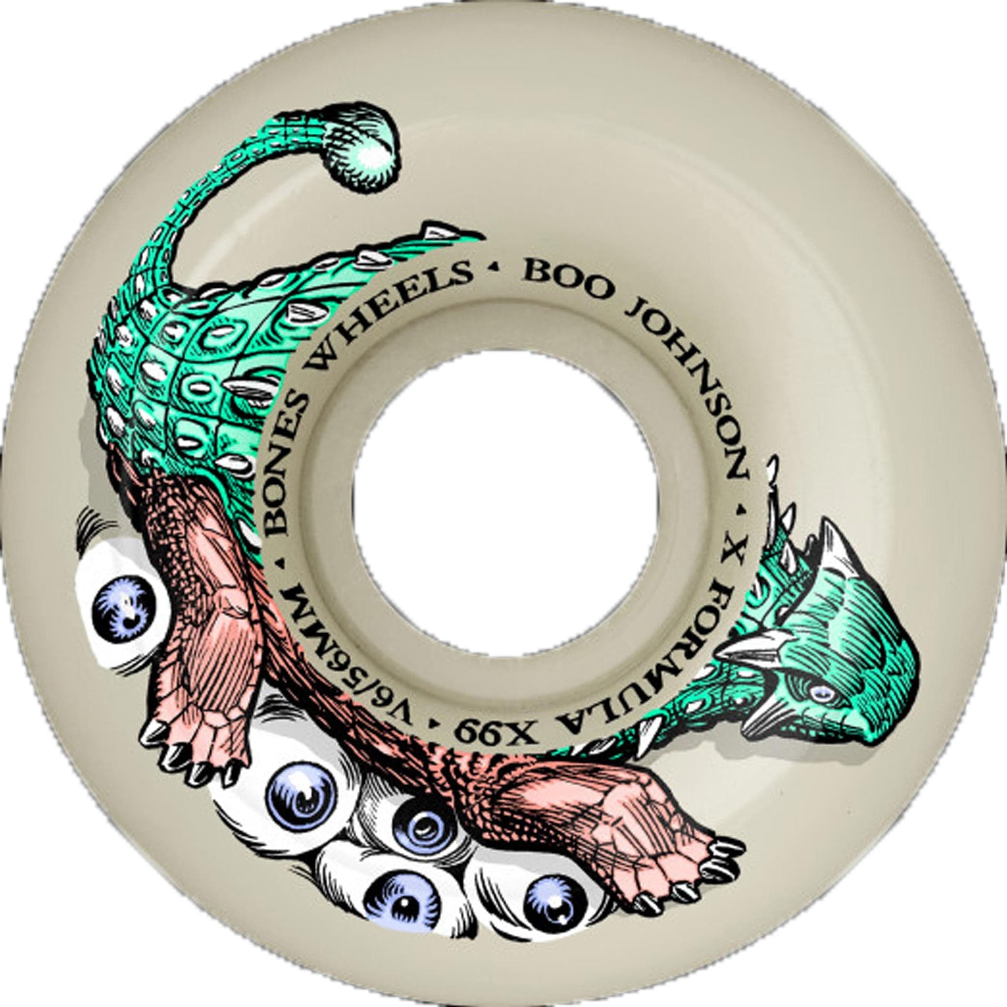 Bones Boo Dino-Sortas X-Formula V6 Widecut 54mm 99a Wheels Natural Skateboard Wheels