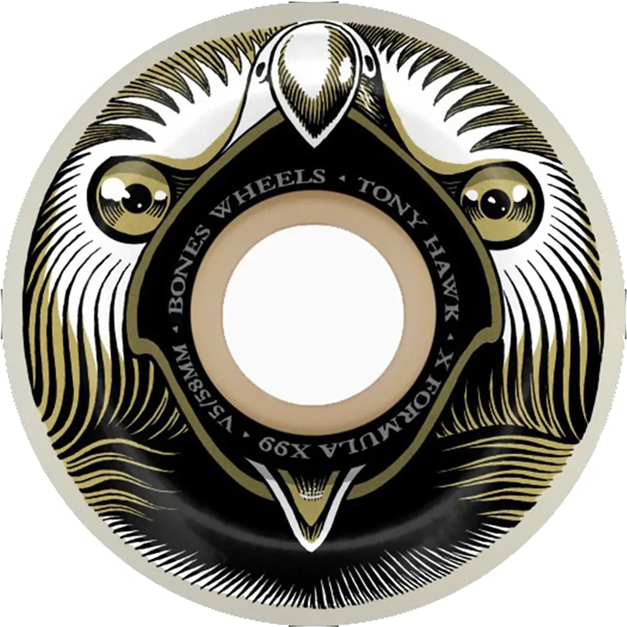 Bones Hawk Beak and Destroy X-Formula V5 Sidecut 58mm 99a Wheels Natural Skateboard Wheels