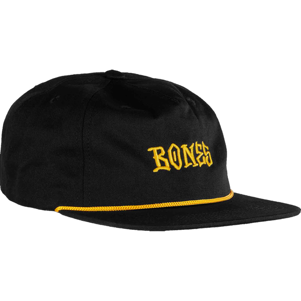 Bones Wheels Black & Gold 5 Panel Snap Back Hats