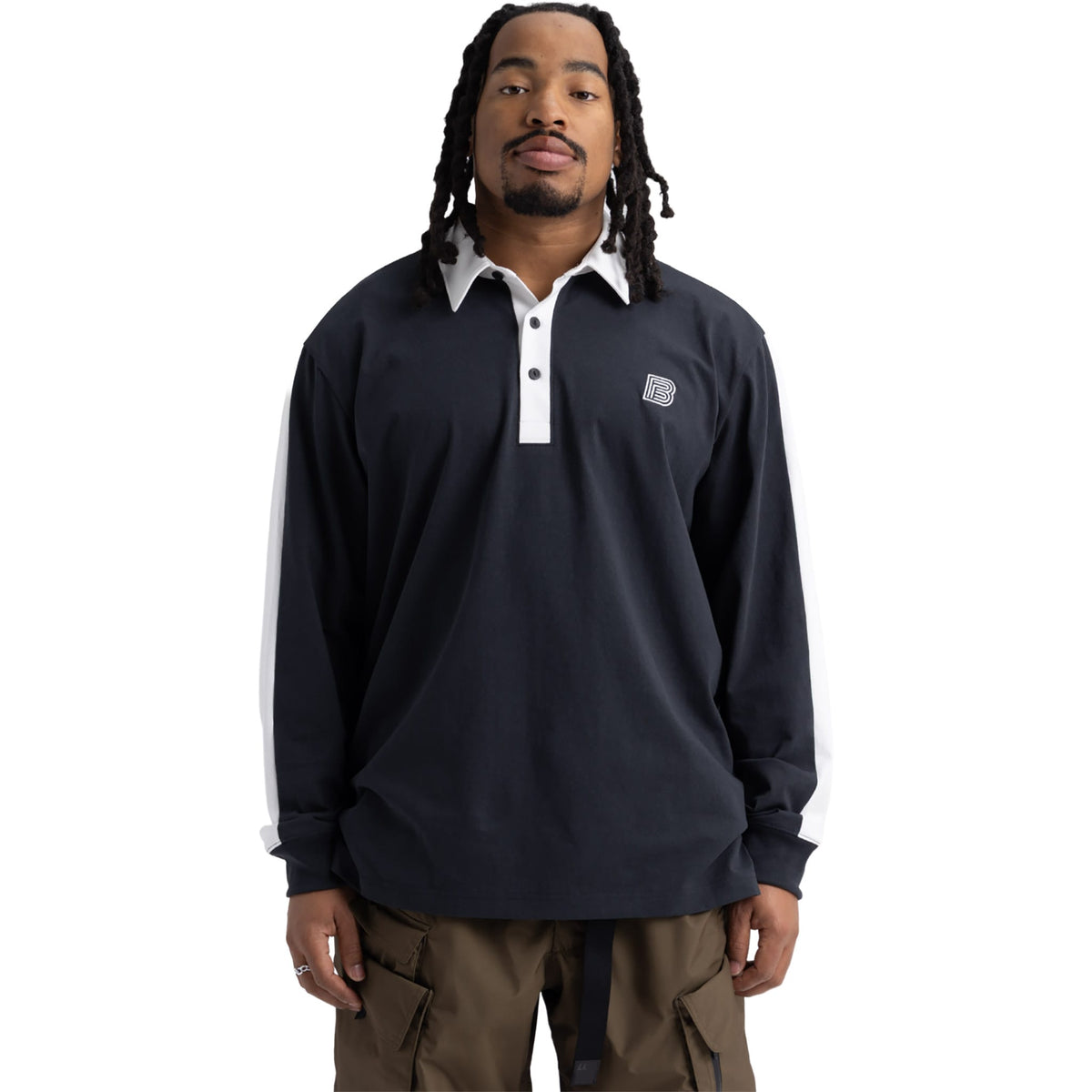 Burton Long Sleeve Rugby Shirt True Black Stout White 2027 T Shirt