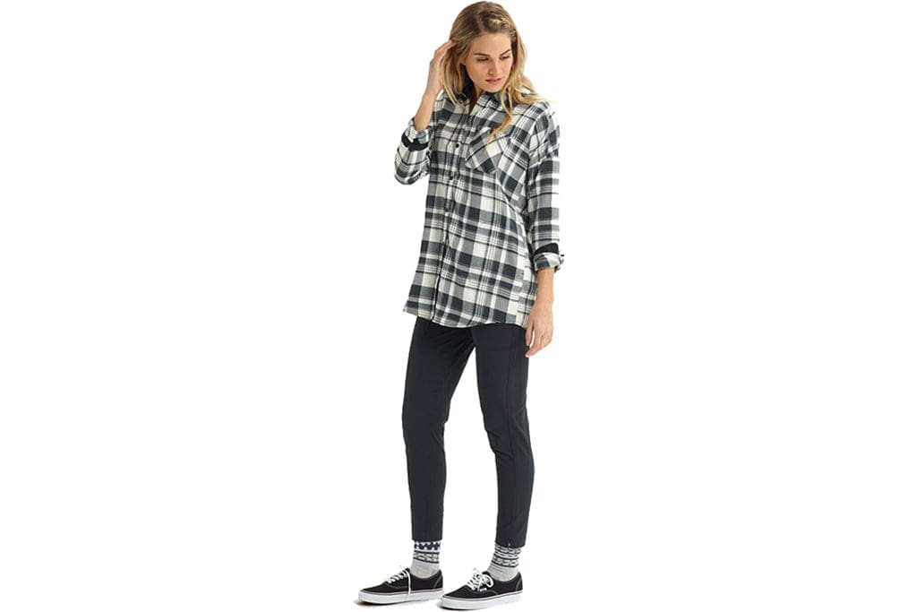 Burton Womens Grace Flannel True Black Marcy Plaid Womens Thermal