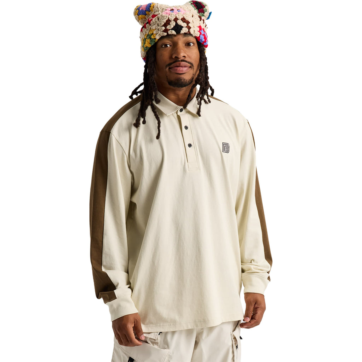 Burton Zeb Long Sleeve Rugby Shirt Lunar Sand Earth Ship Brown 2027 T Shirt