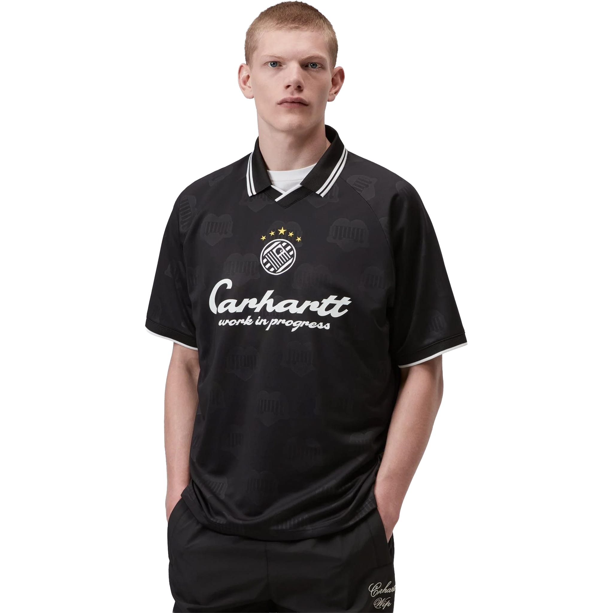 Carhartt WIP Terrace Football Shirt Heart Train Jacquard Black T Shirt