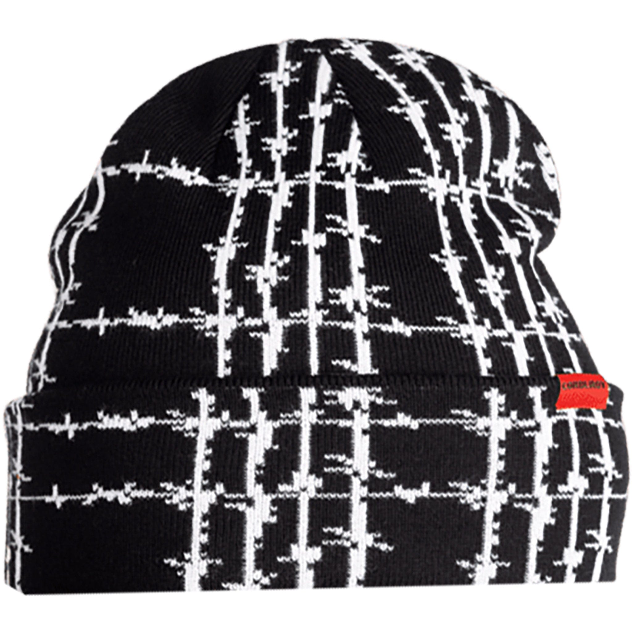 Corduroy Barbed Plaid Beanie Black Beanie