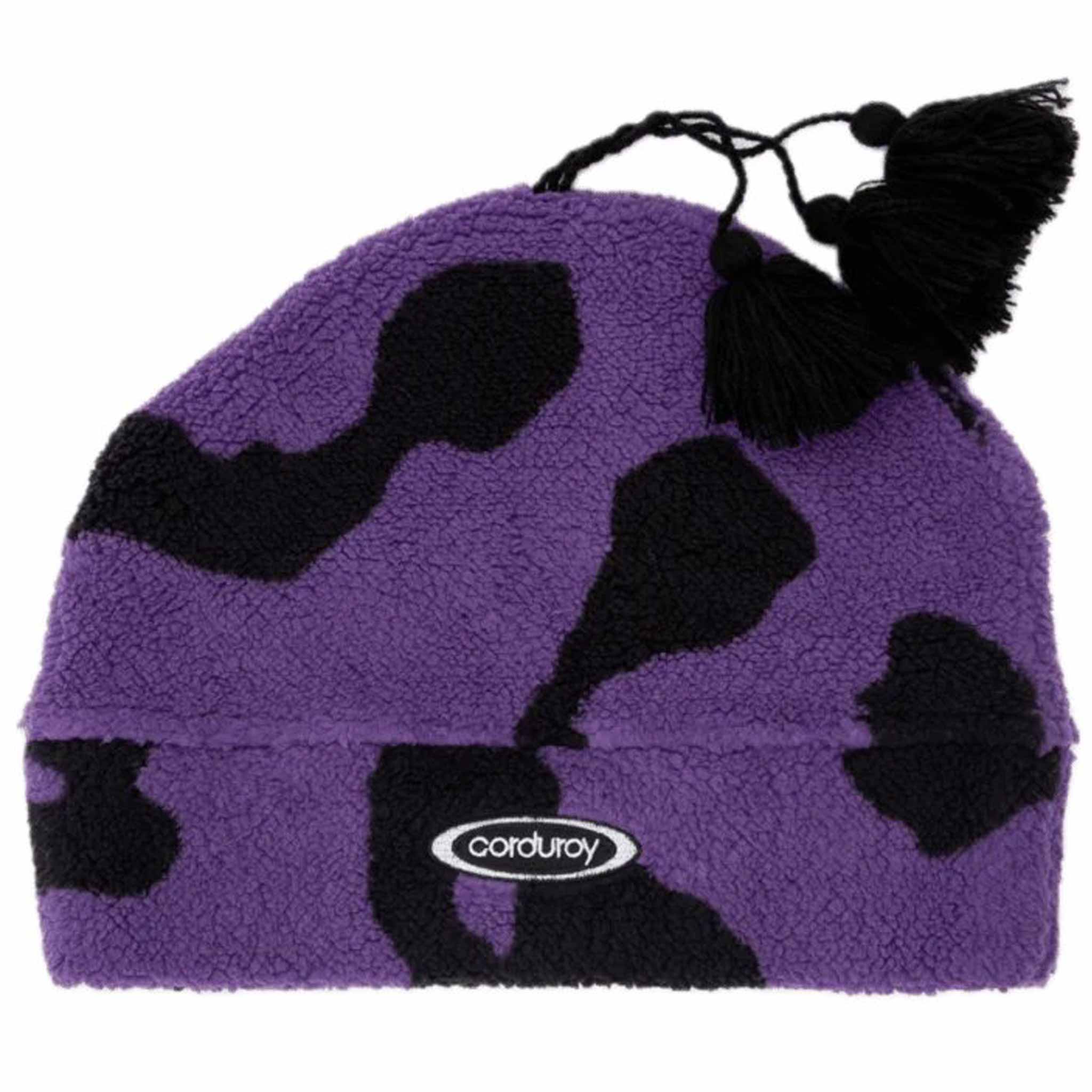 Corduroy Fleece Tassle Beanie Purple - Sanction Skate And Snow