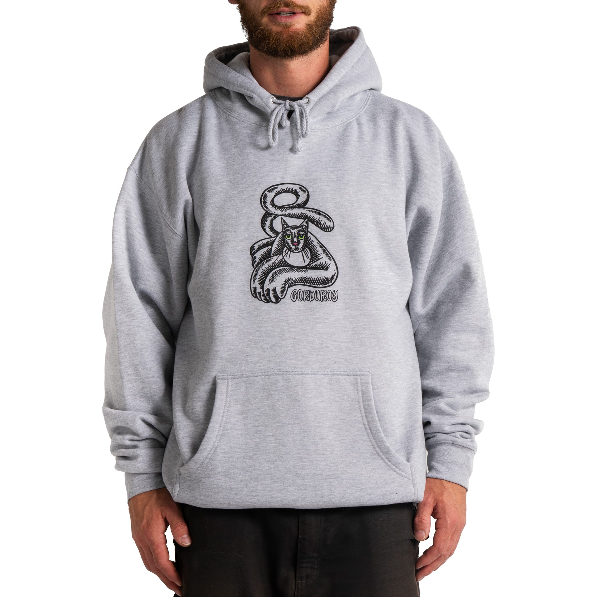 Corduroy Jamie Cat Fleece Hoodie Heather Grey Sweatshirts