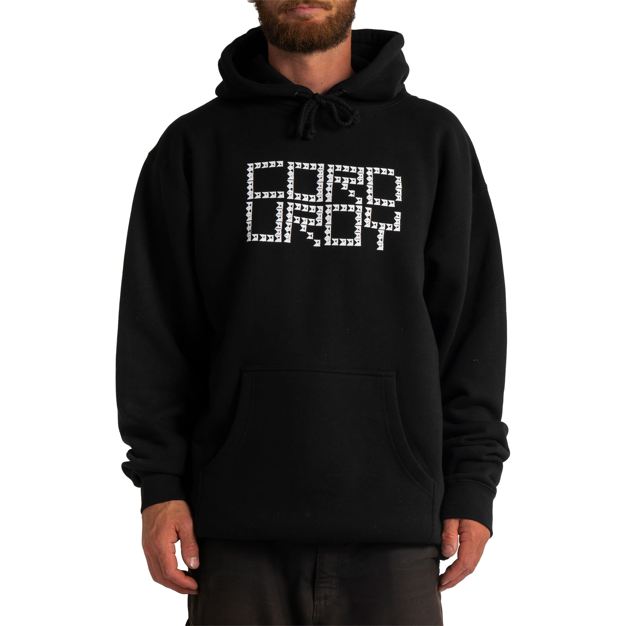 Corduroy Studs Fleece Hoodie Black Sweatshirts
