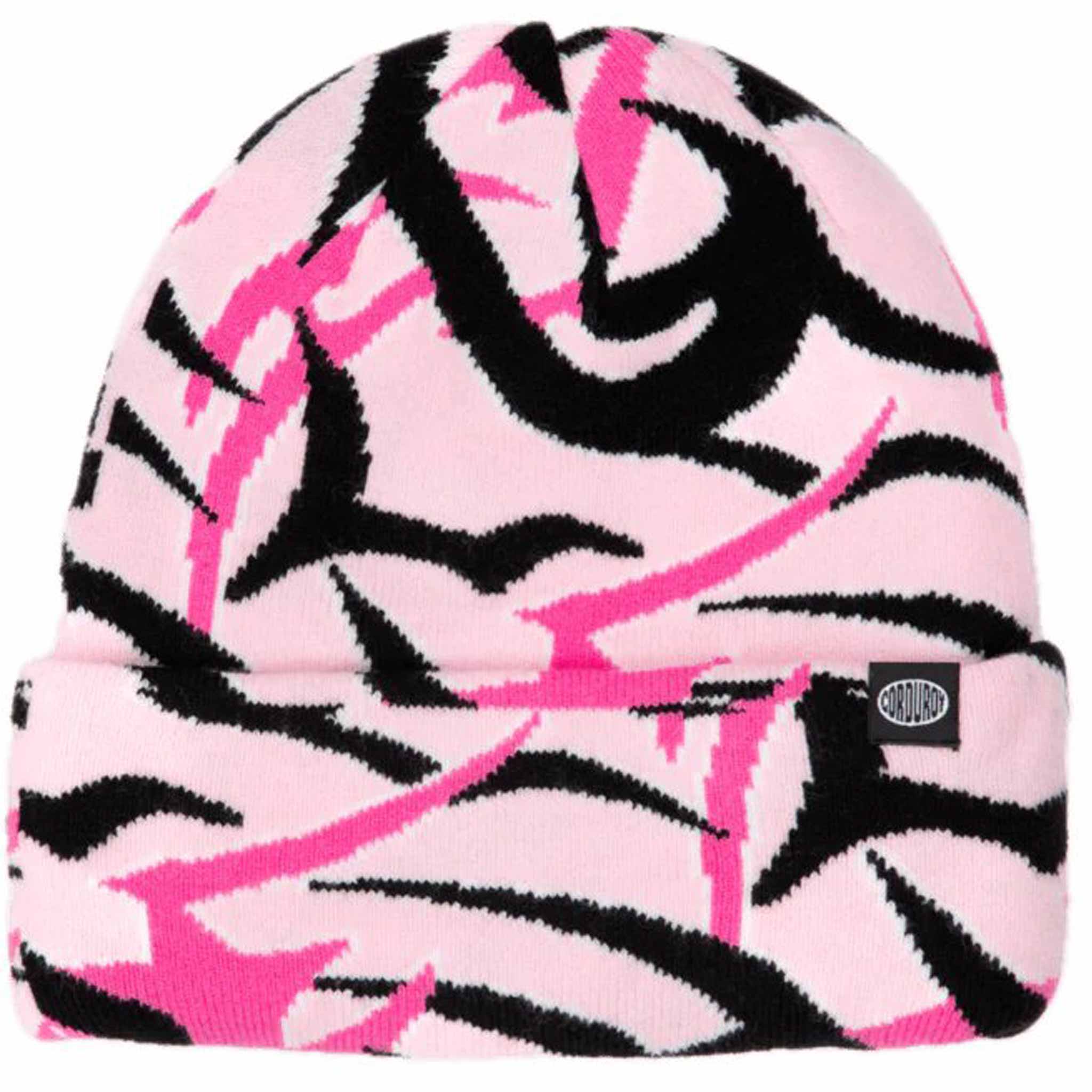Corduroy Tribal Camo Beanie Pink Beanie
