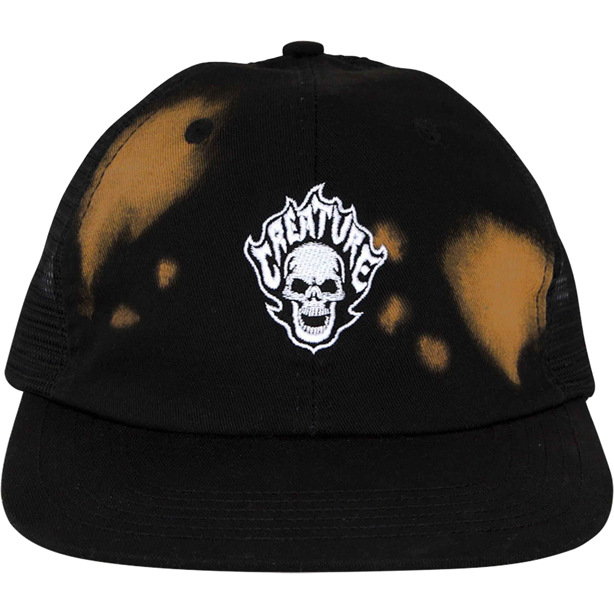 Creature Bonehead Flame Wash Trucker Hat Greasy Black Hats