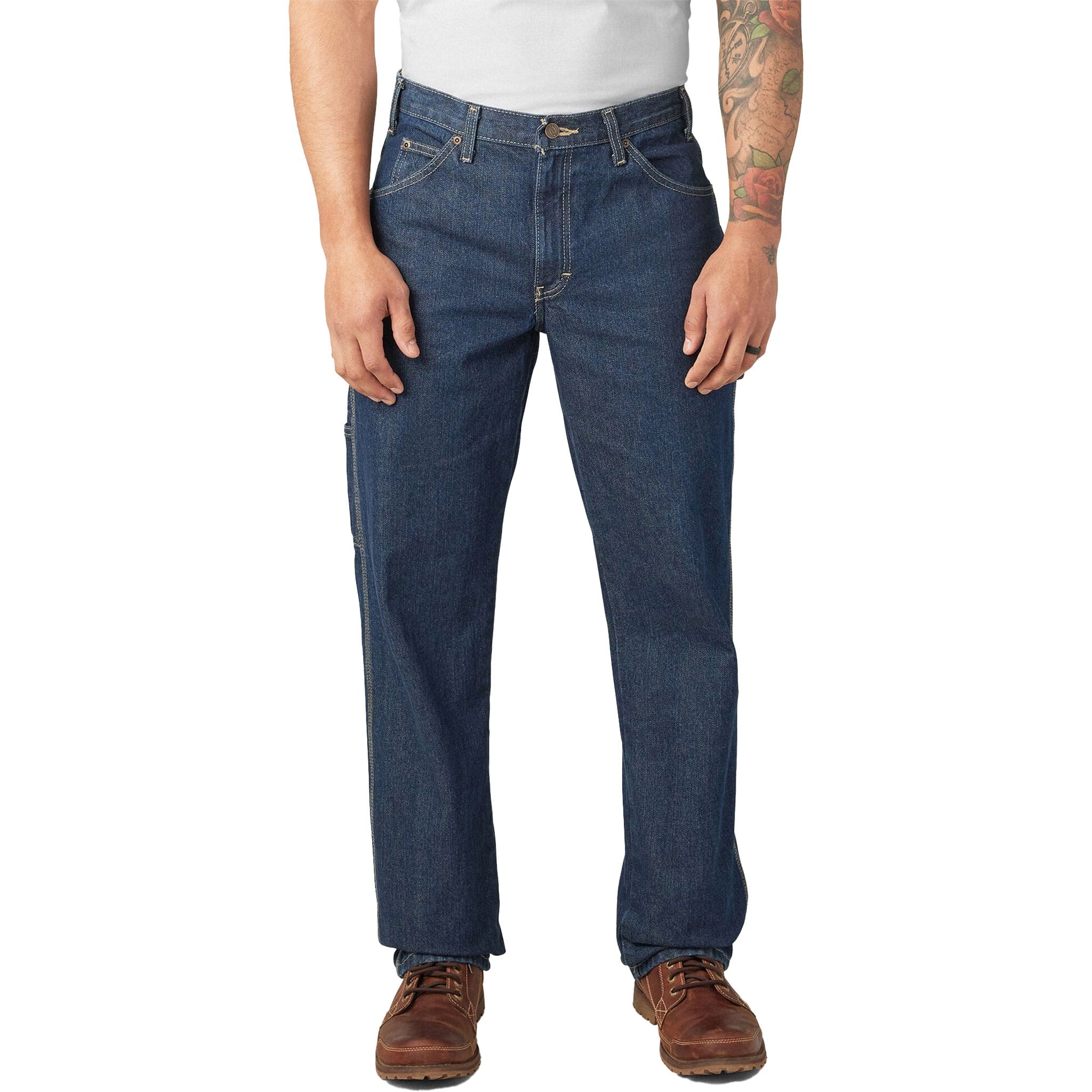 Dickies Relaxed Fit Heavyweight Carpenter Jeans Rinsed Indigo Blue Pants