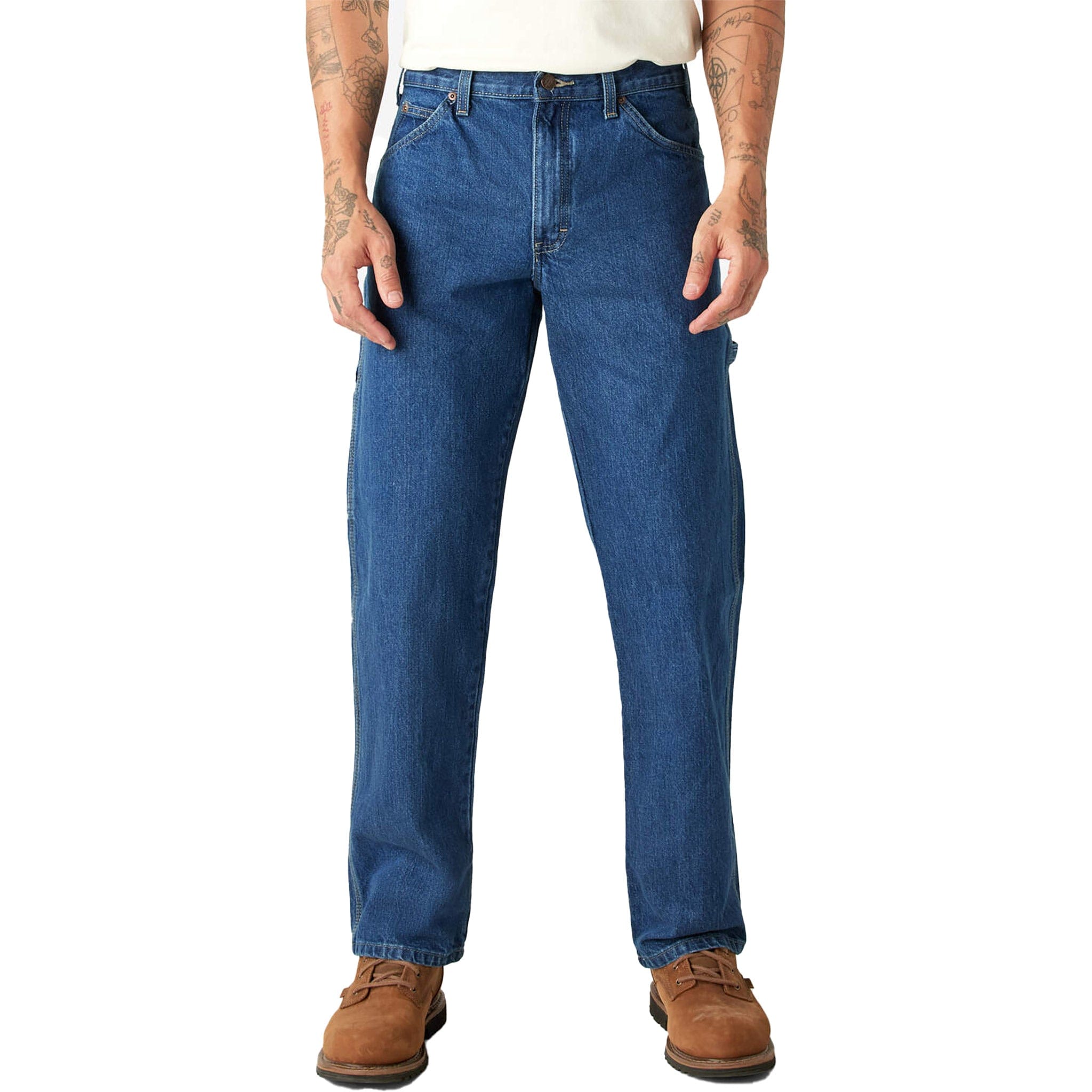 Dickies Relaxed Fit Heavyweight Carpenter Jeans Stonewashed Indigo Blue Pants