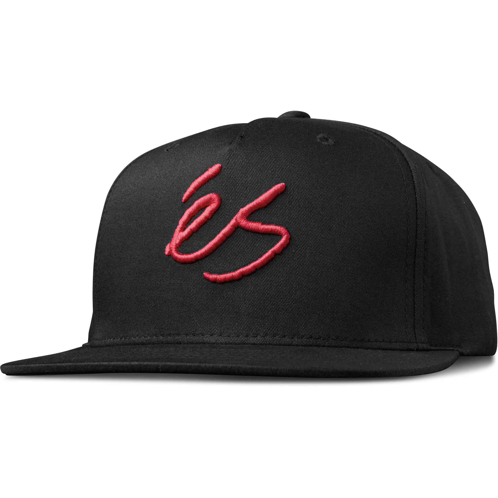 eS Script Snapback Hat Black Hats