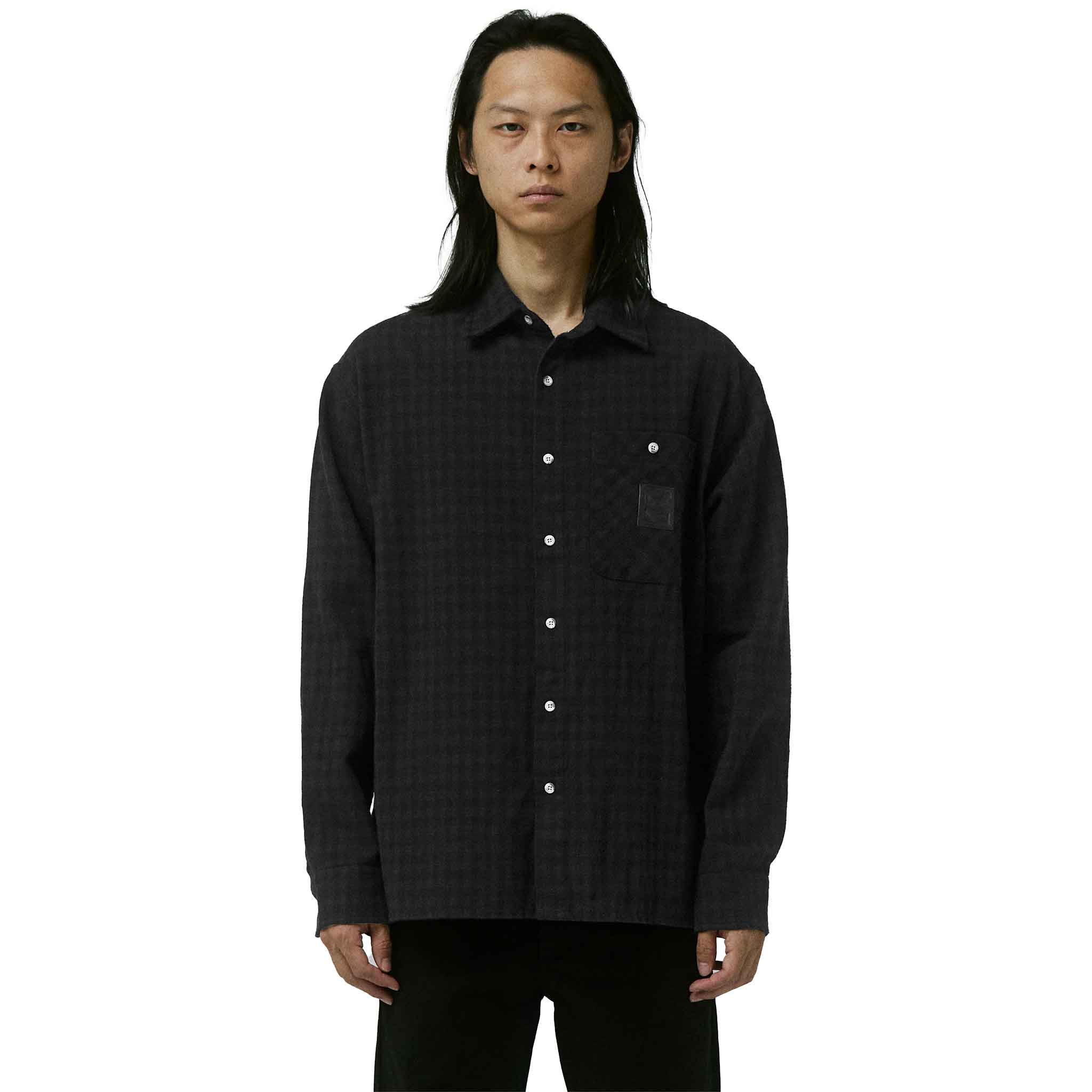 Former Crux Flatline Flannel Shirt Black Button Up