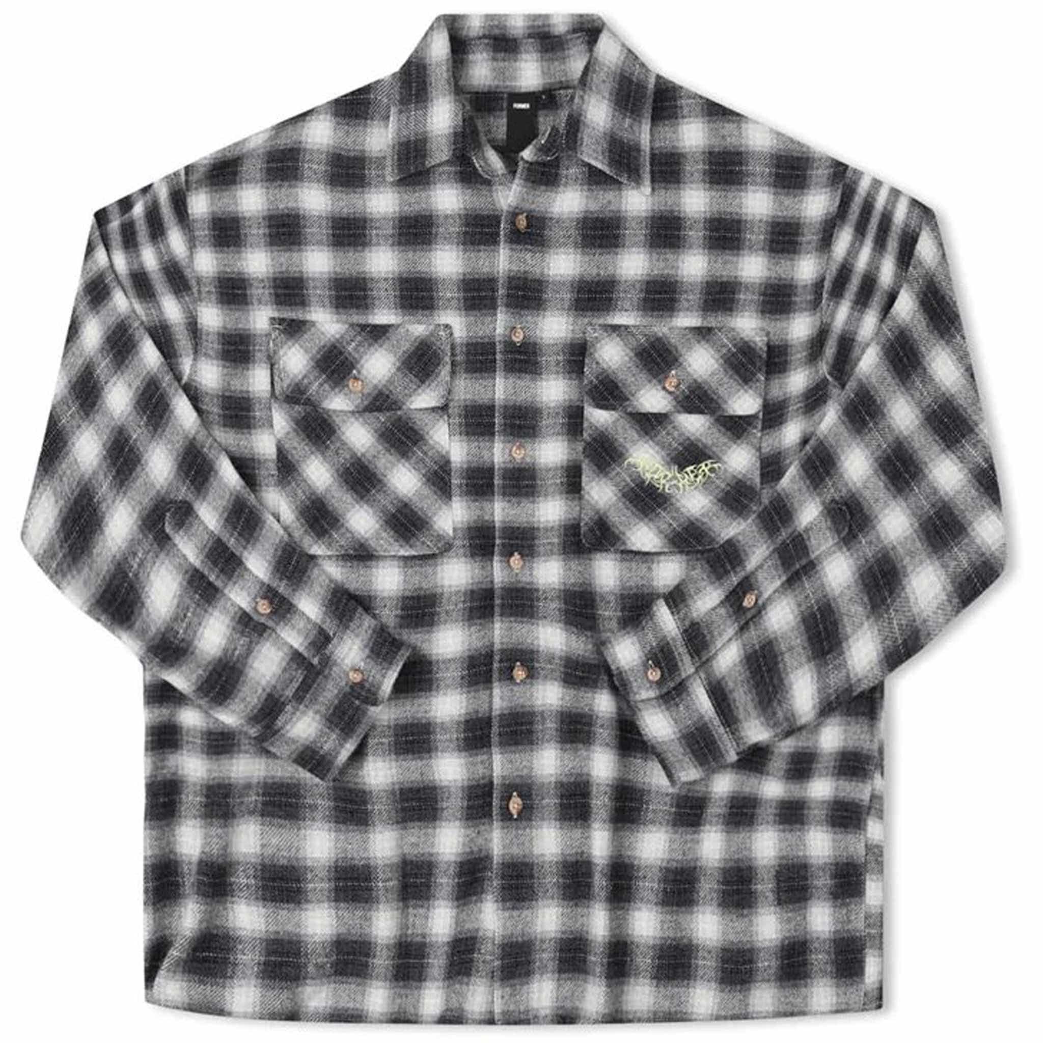 Former Manners Plaid Long Sleeve Button Up Black Button Up