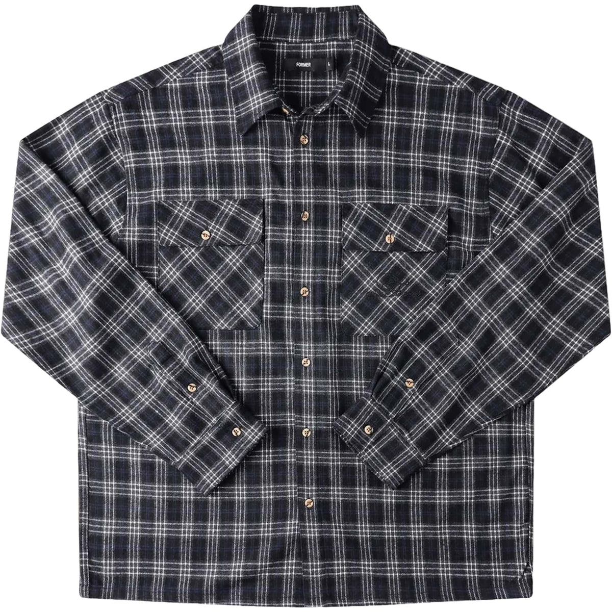 Former Vivian Flannel LS Shirt Black Grey Button Up