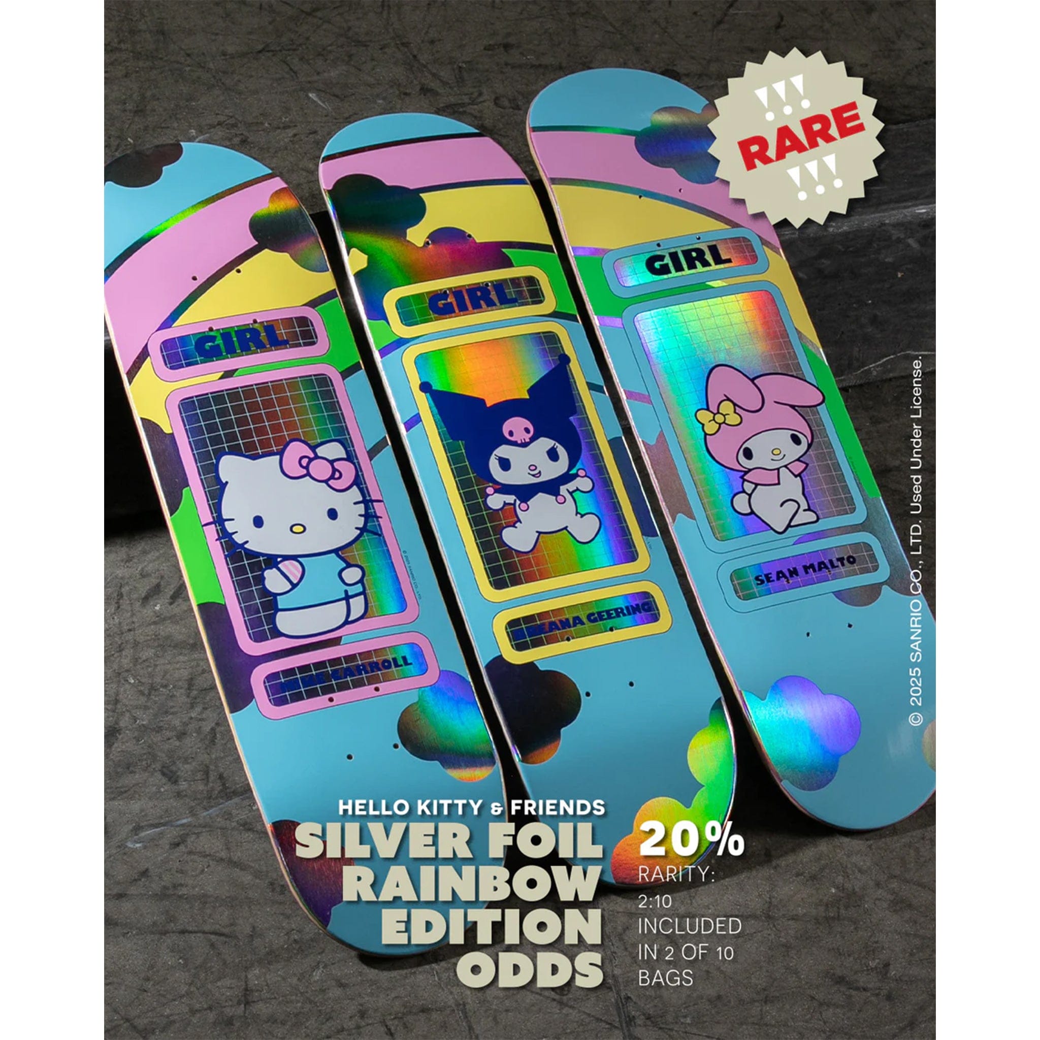 Girl X Hello Kitty & Friends Carroll Rainbow Blind Bag Skateboard Deck 8.5" Skateboard