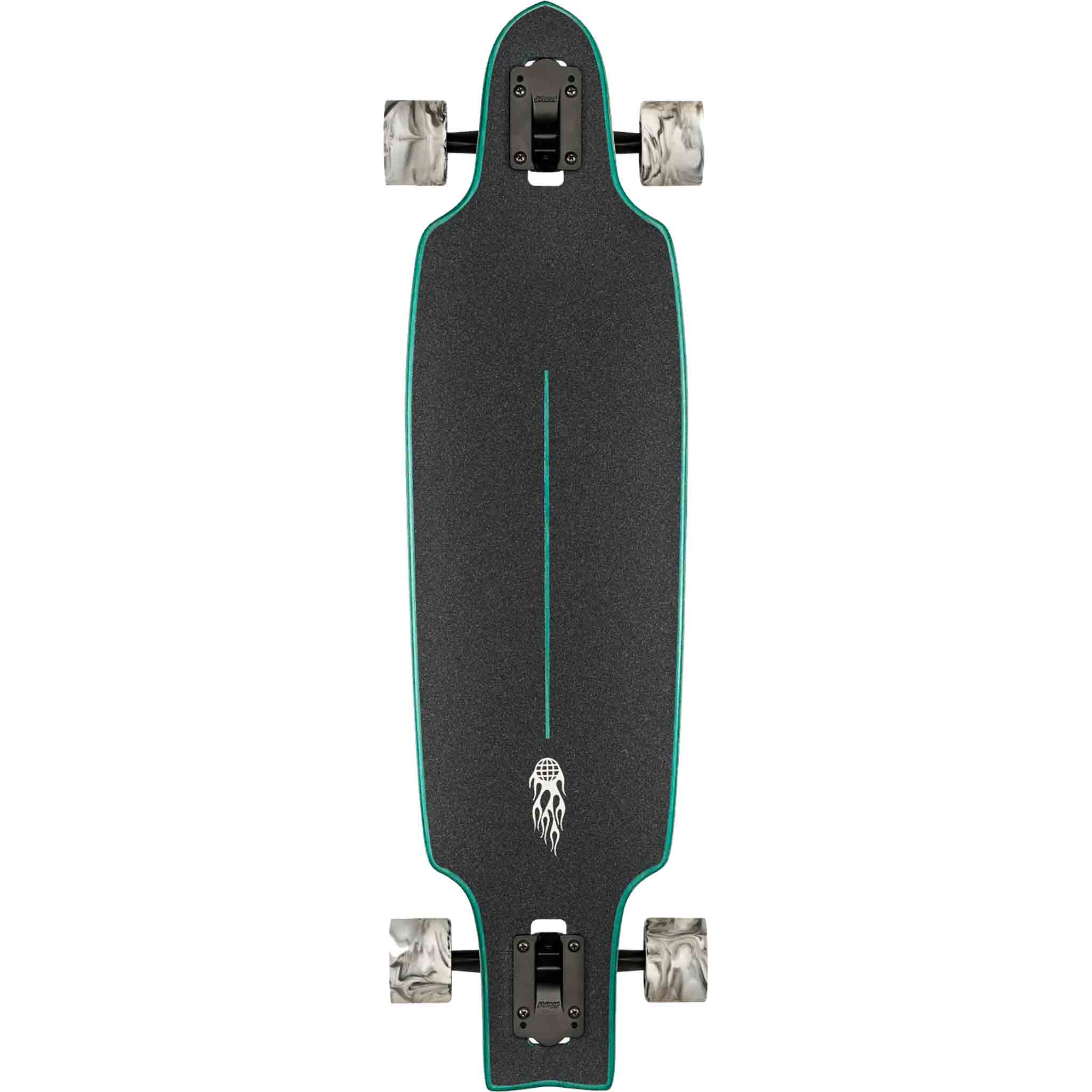 Globe Prowler Mid 34" Longboard Green Flames Skateboard Complete