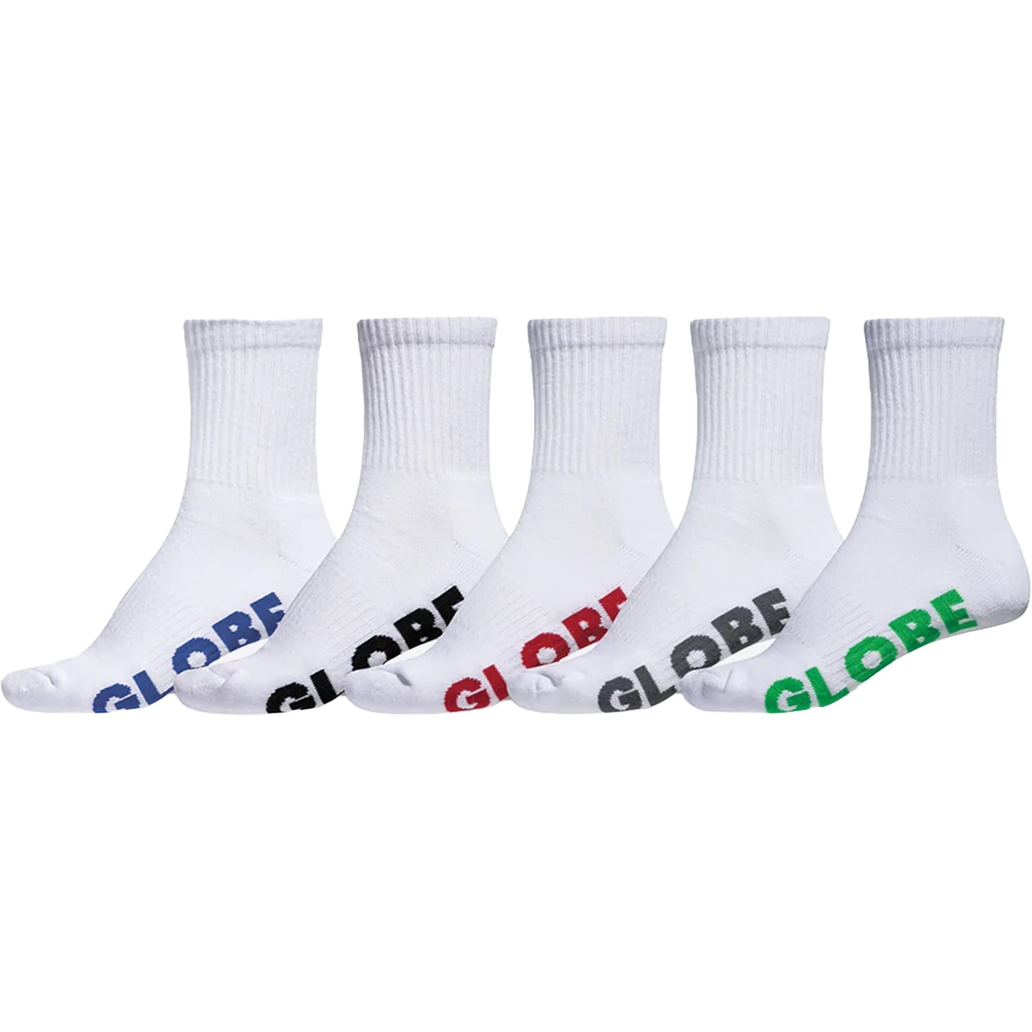 Globe Stealth Crew Sock 5-Pack White Socks