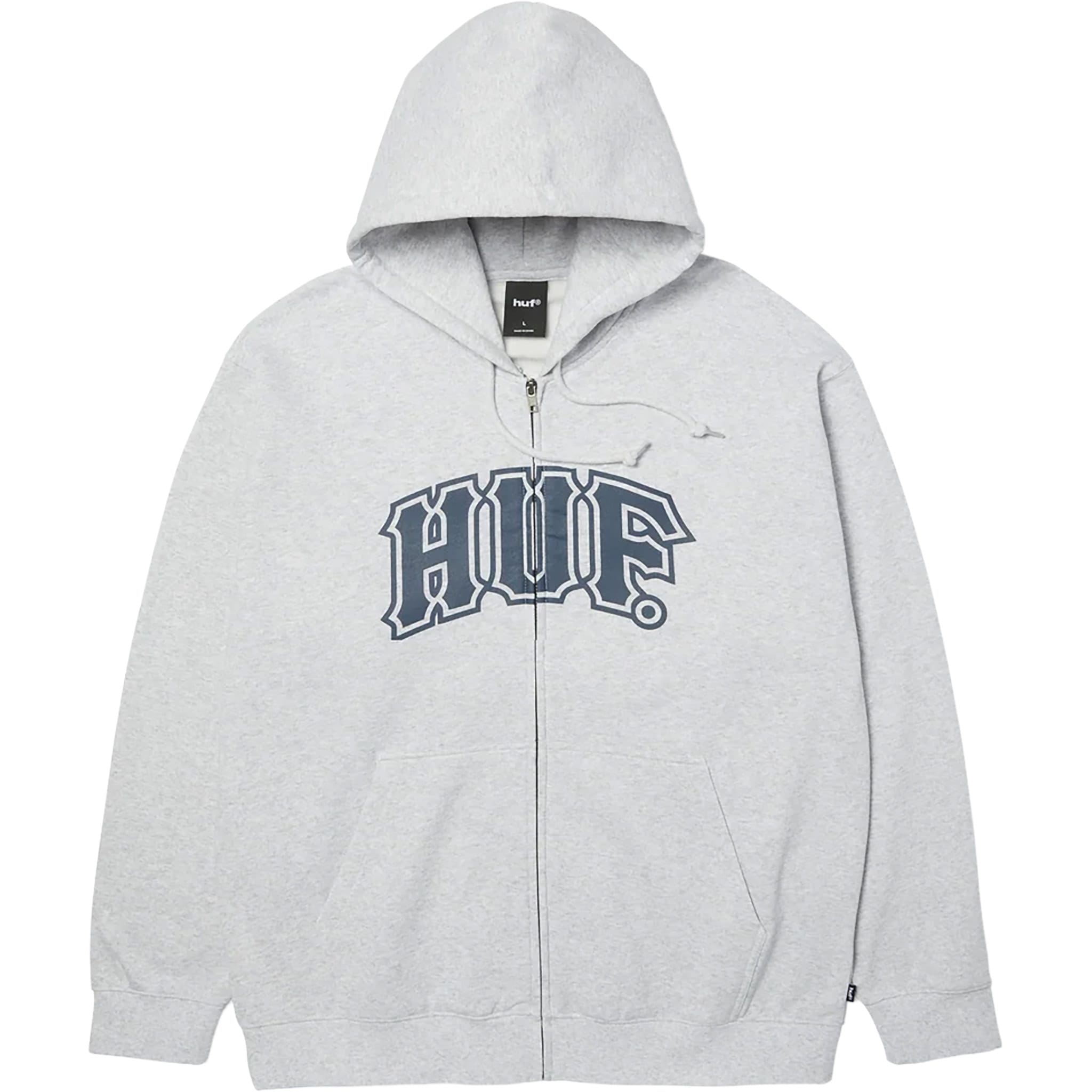 HUF Classic Arch FZ Hoodie Heather Grey Navy Sweatshirts