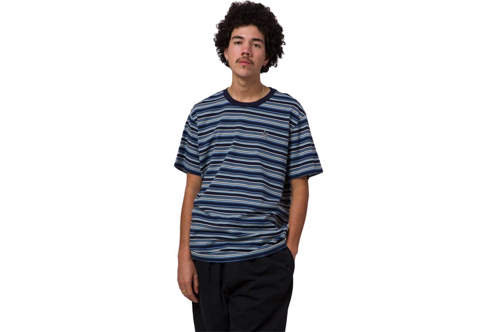Huf Crown Stripe Knit Top Indigo T Shirt