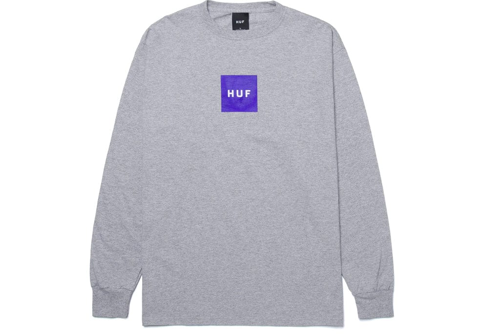 Huf Essentials Box Logo LS Tee Athletic Grey T Shirt