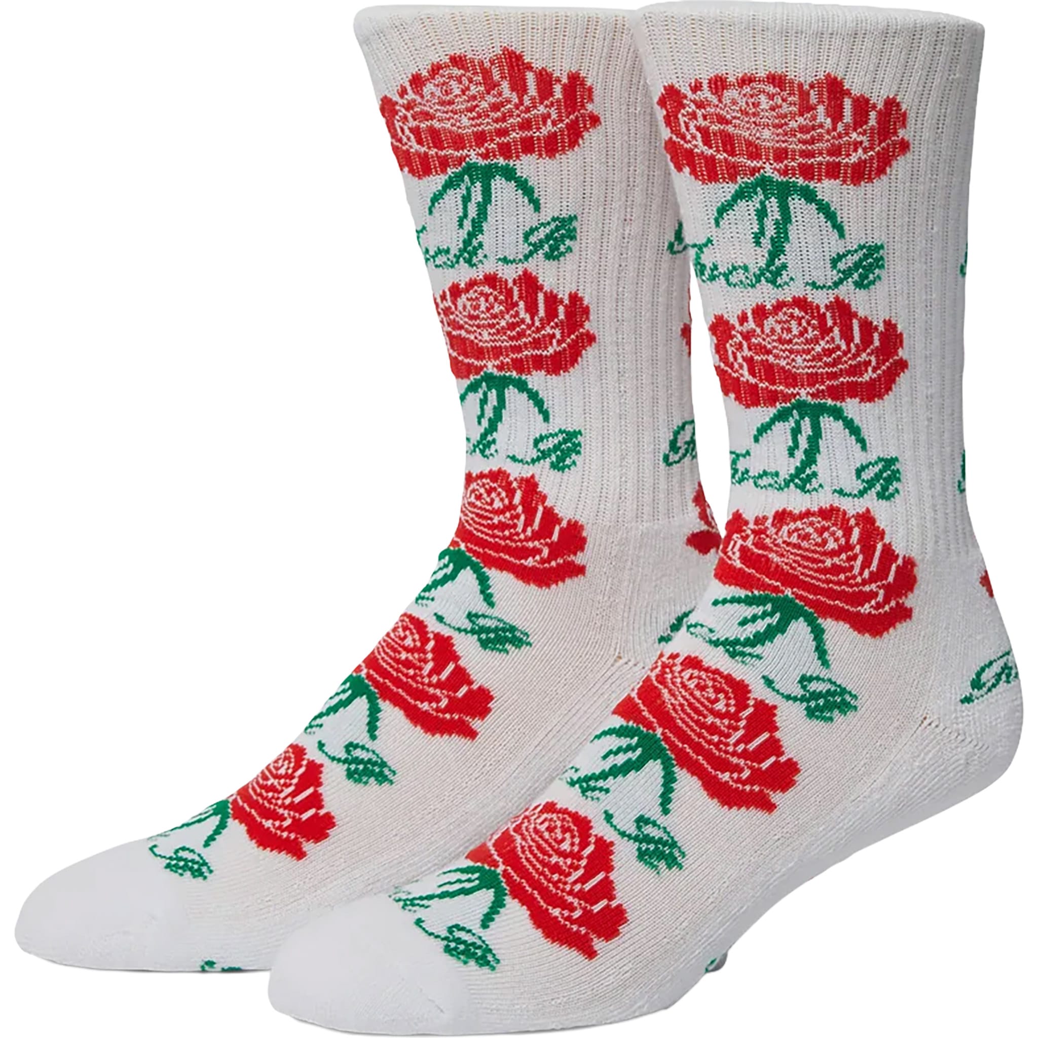 HUF Fuck It Rose Crew Sock White Socks