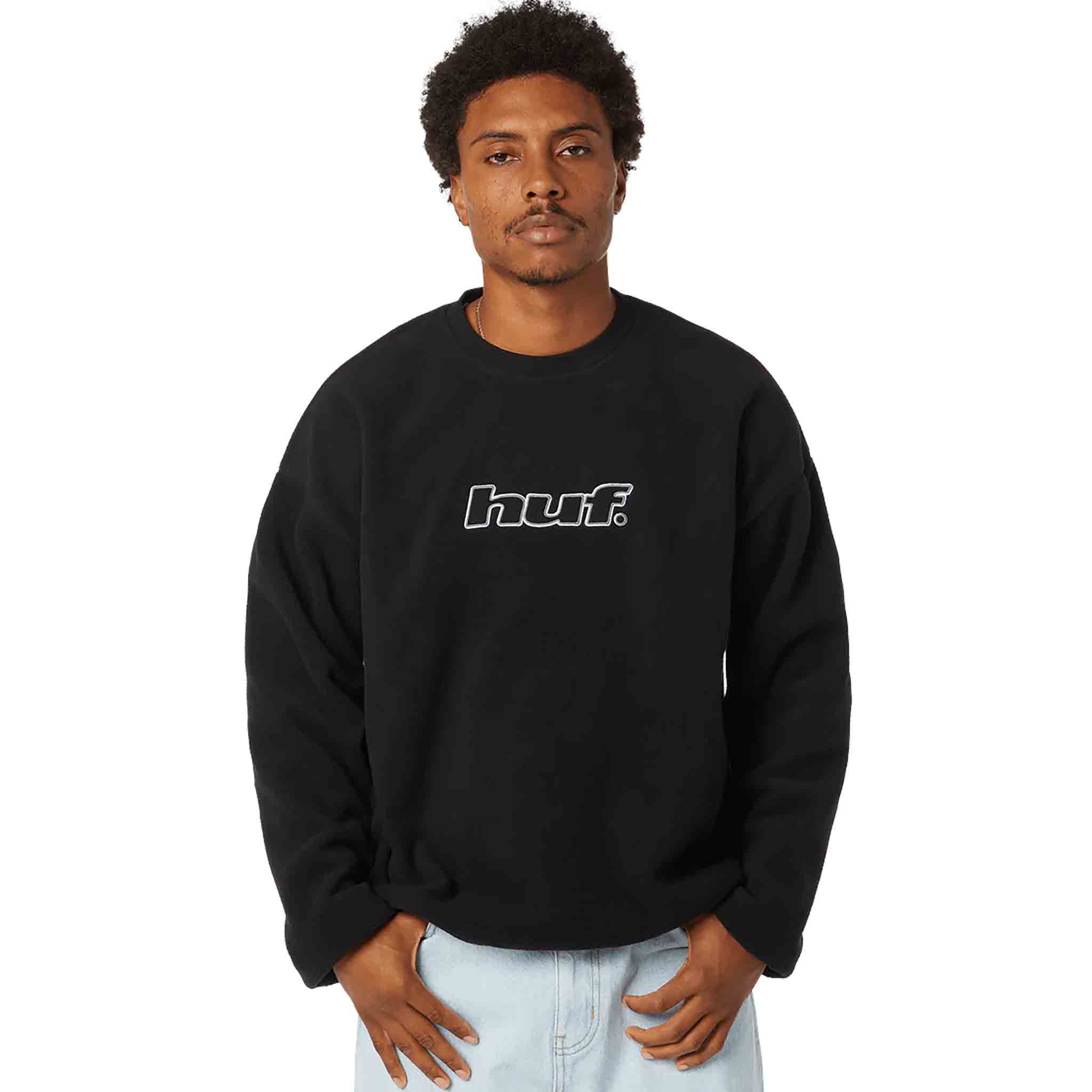 Huf H Dot Polar Fleece Crewneck Black Sweatshirts