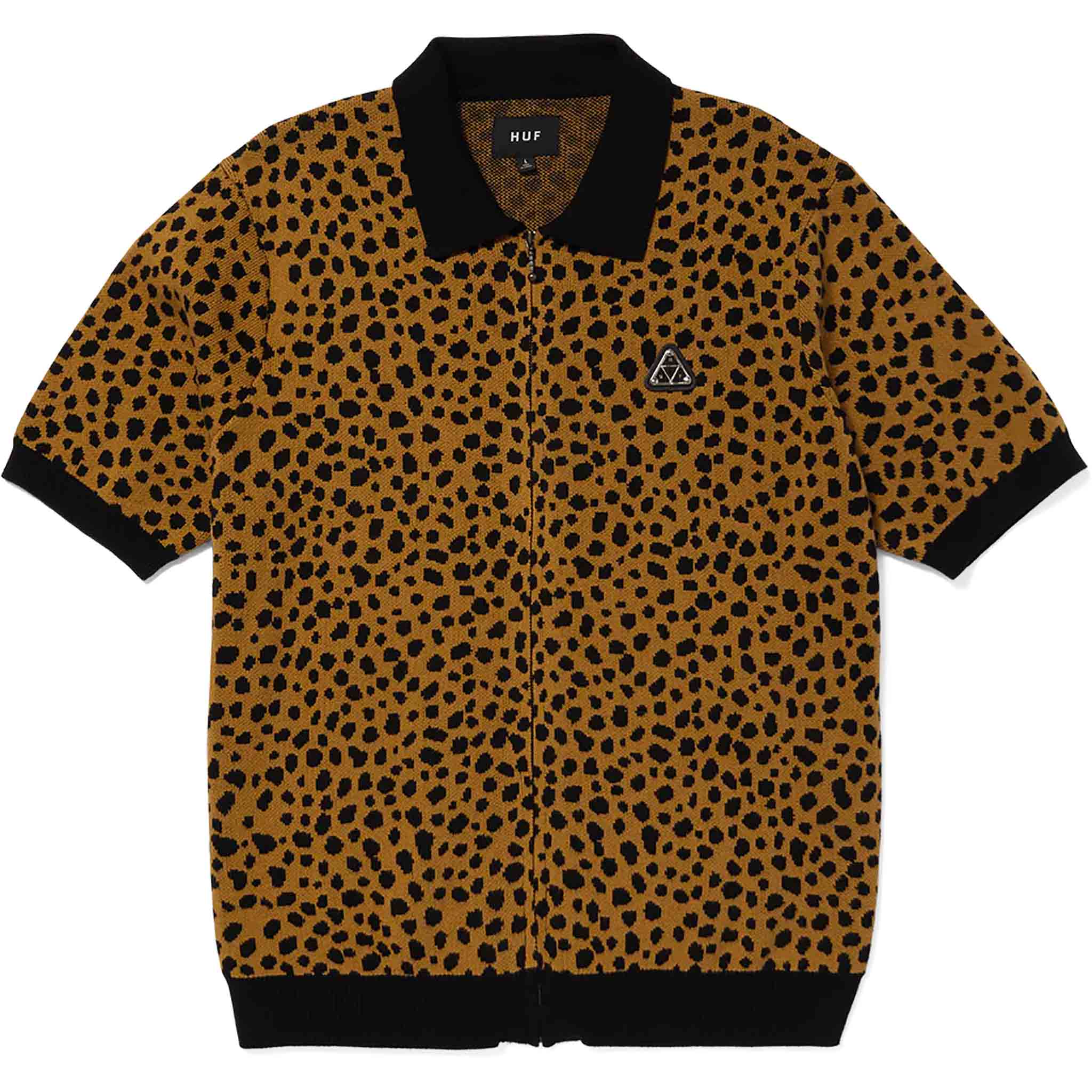 Huf Instinct Bowling Sweater Brown Button Up