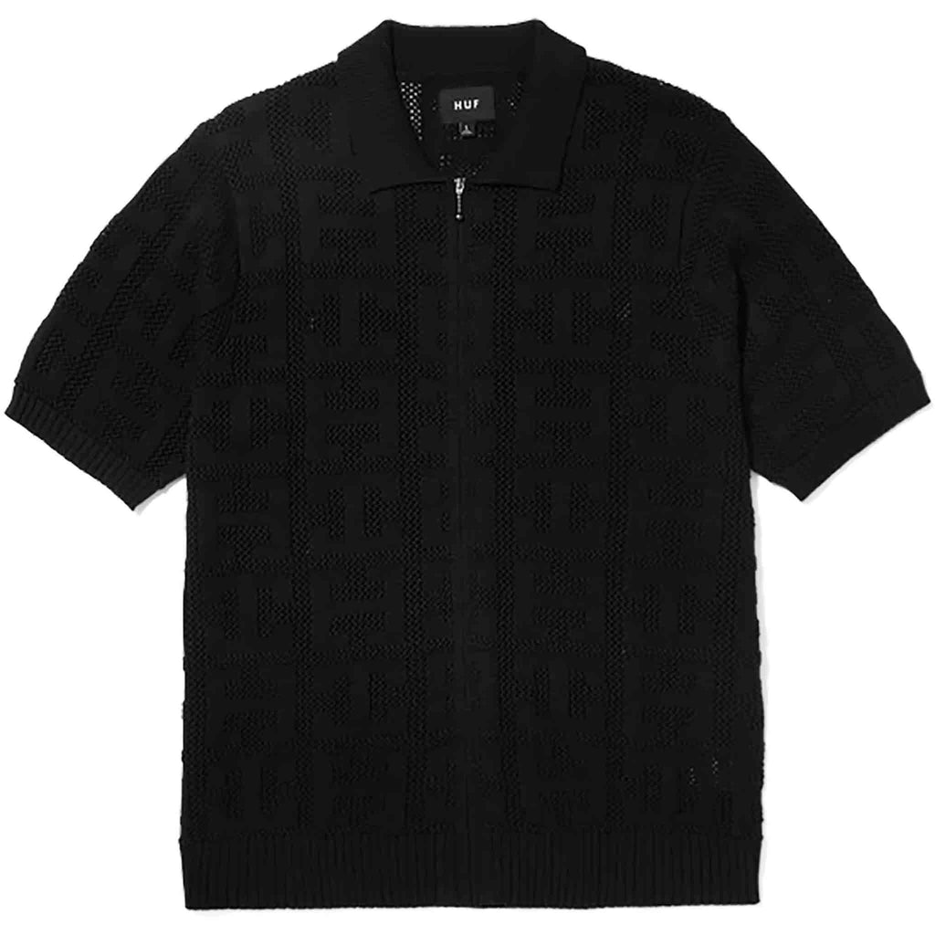 Huf Monogram Jacquard Zip Sweater Black Button Up