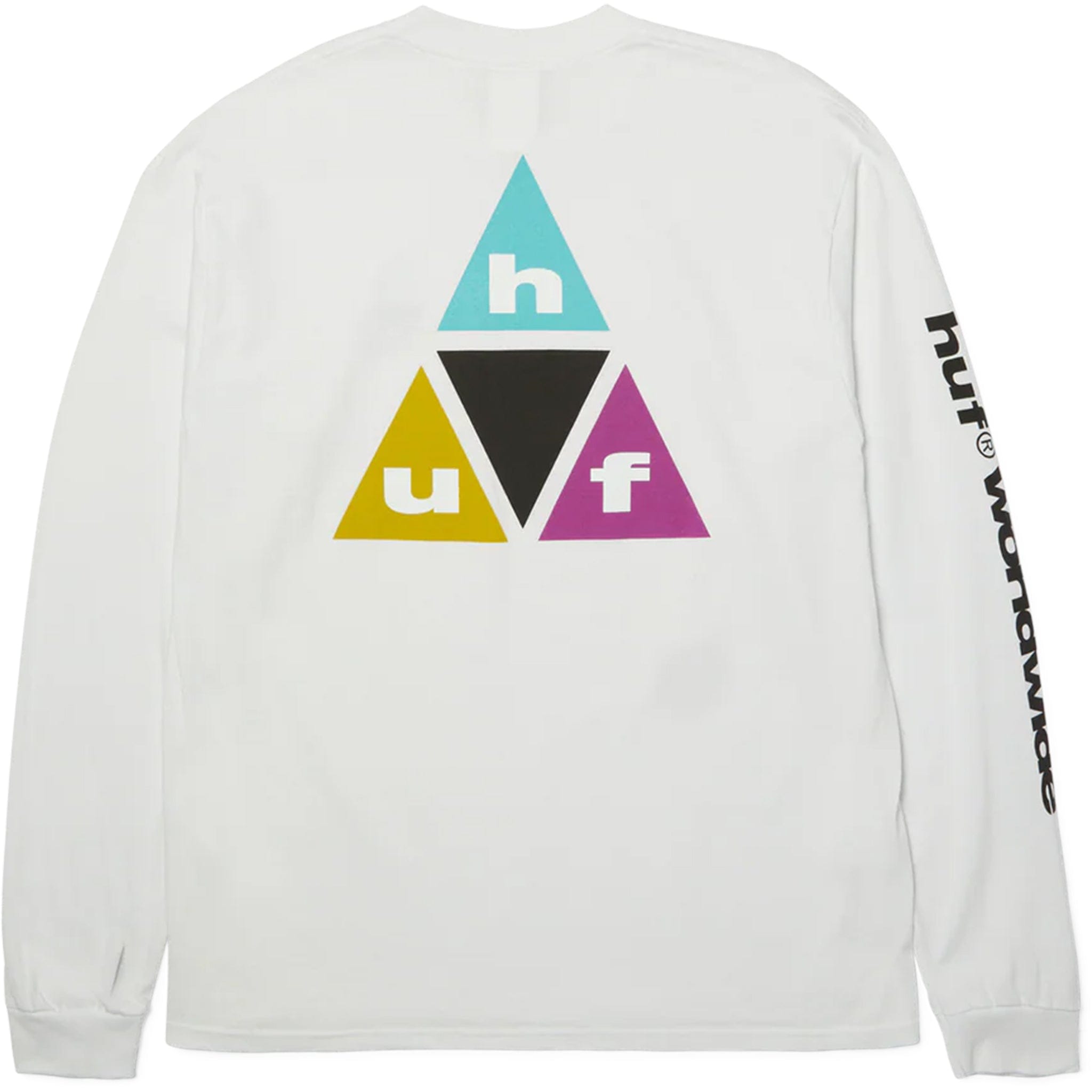 Huf Prism Triple Triangle Long Sleeve T-Shirt White T Shirt
