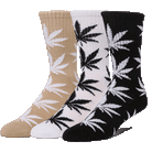 Huf Set 3 Pack Plantlife Sock Black White Oatmeal Socks