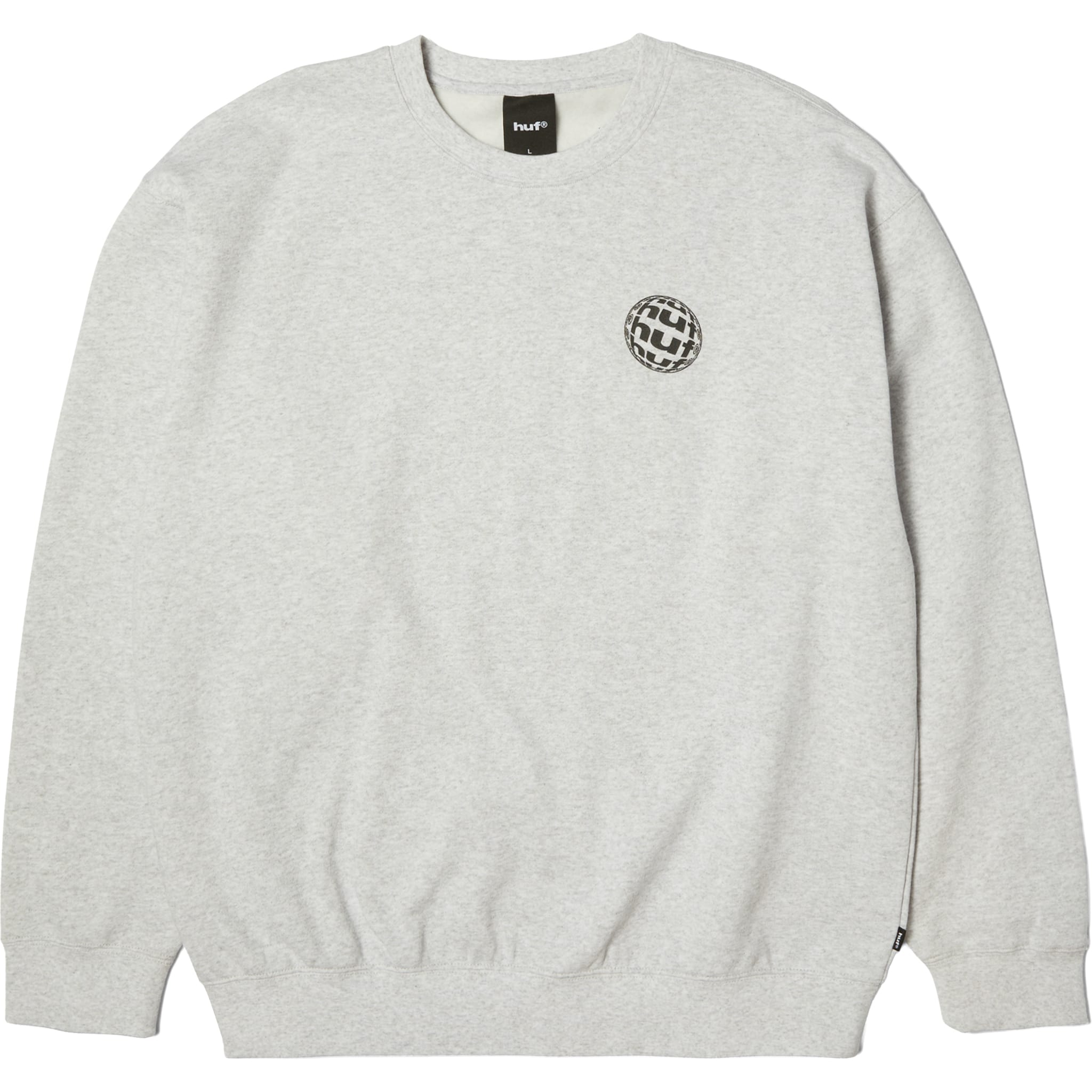 Huf Wide Angle Crew Sweatshirt Heather Grey Sweatshirts