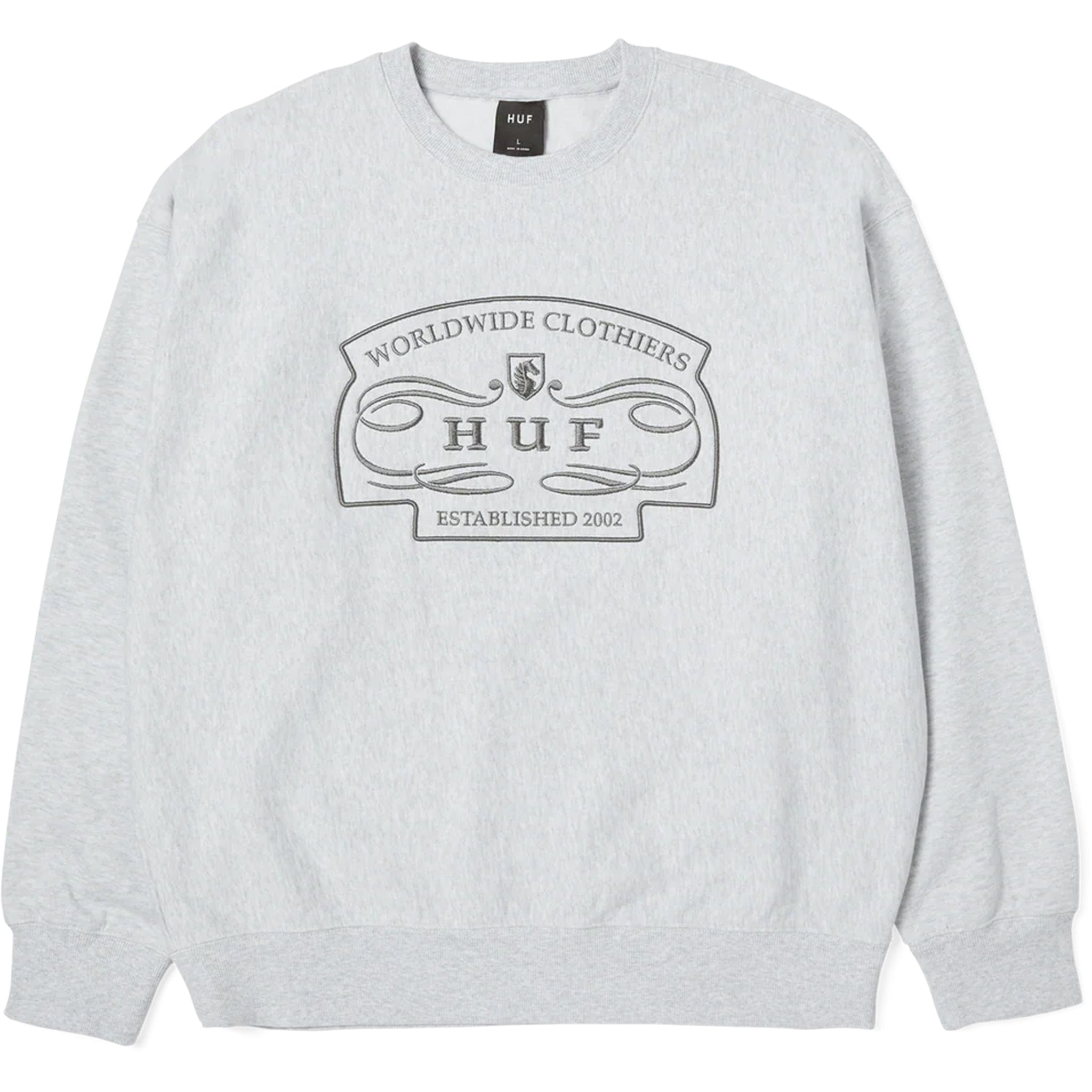 (Lサイズ)HUF WORLDWIDE CLOTHIERS SWEATER Huf Worldwide Clothiers Crewneck Sweatshirt Heather Grey